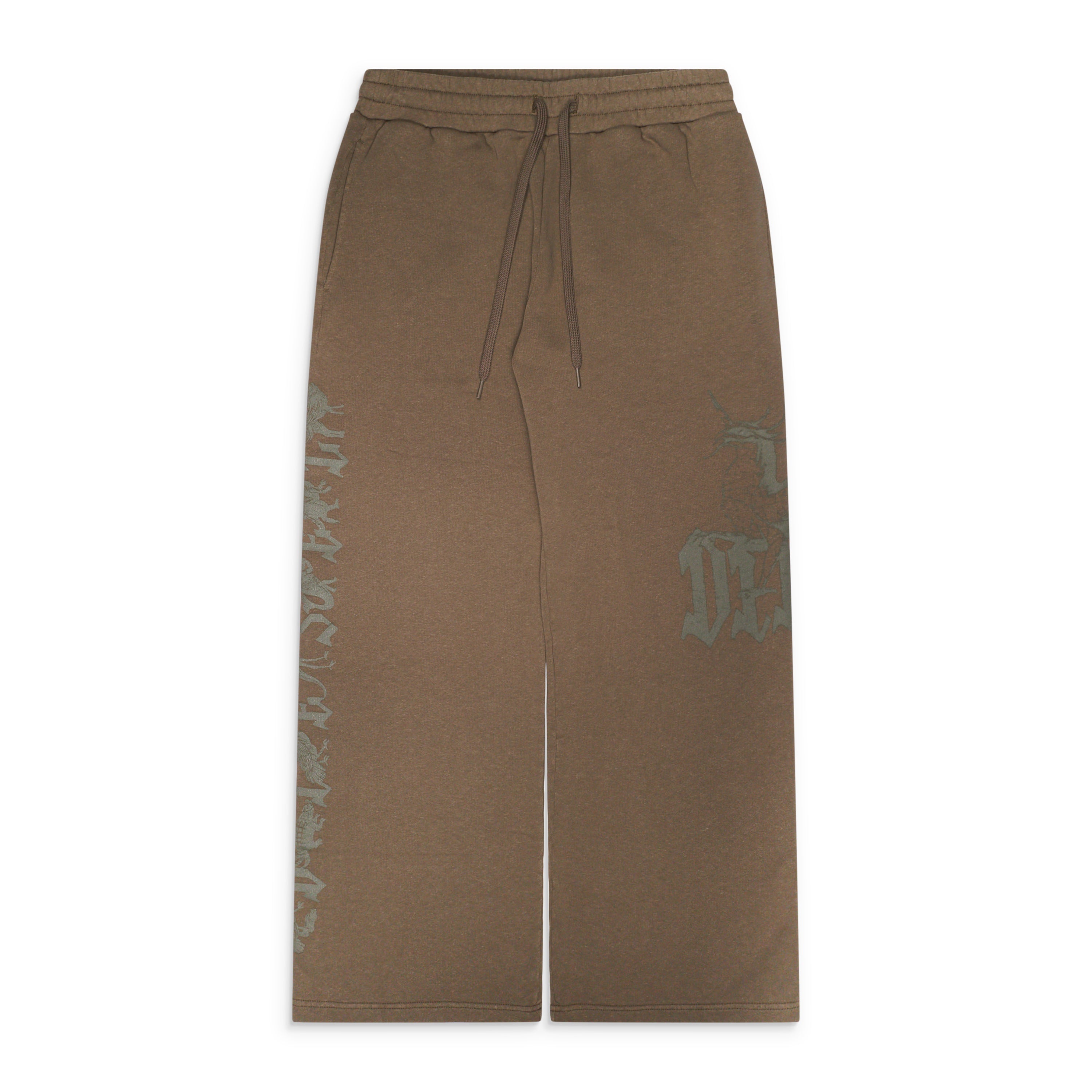Diesel Treated Cotton Wide Leg Sweatpants Brown