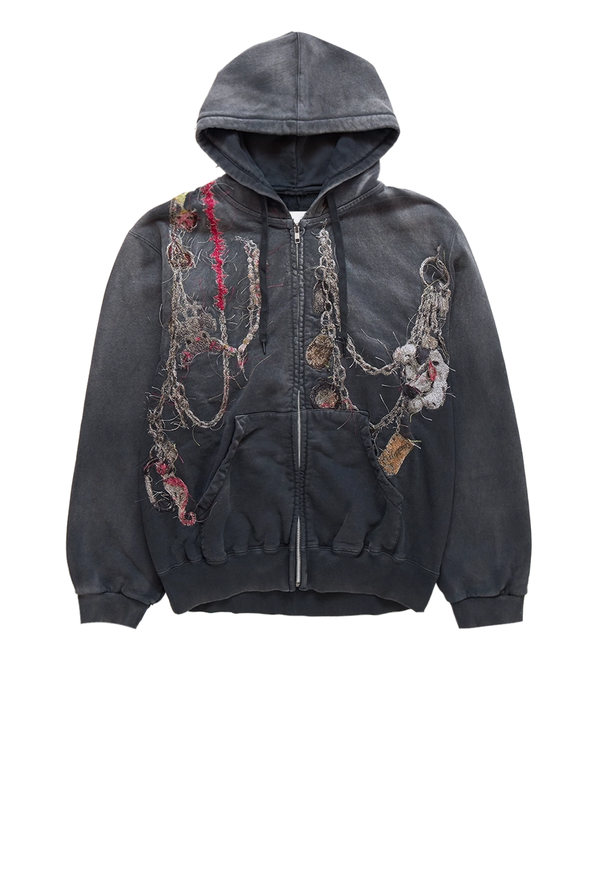 DOUBLETEMBROIDEREDCHAINZIP-UPHOODIE