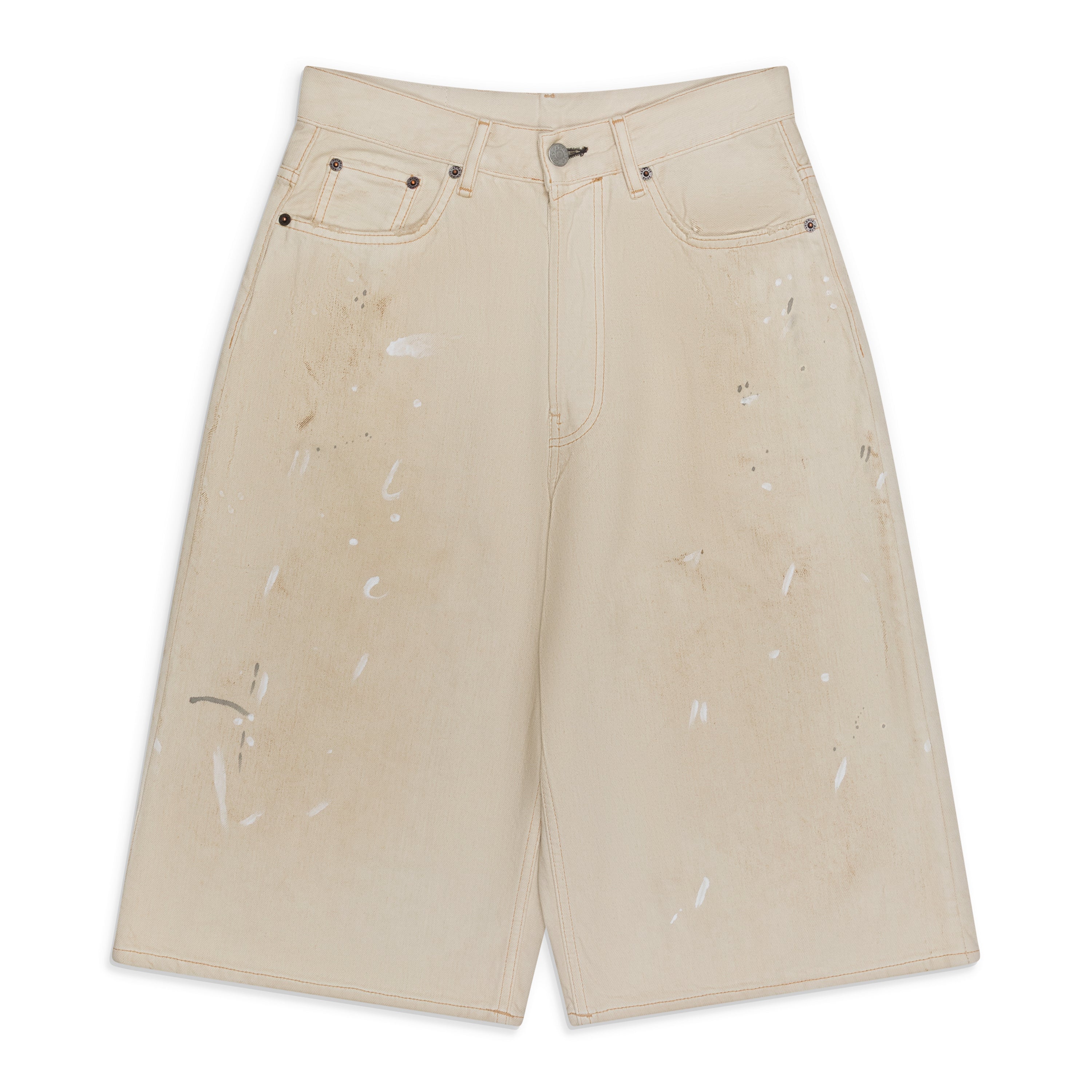 Acne Studios White Painted Denim Shorts White - front