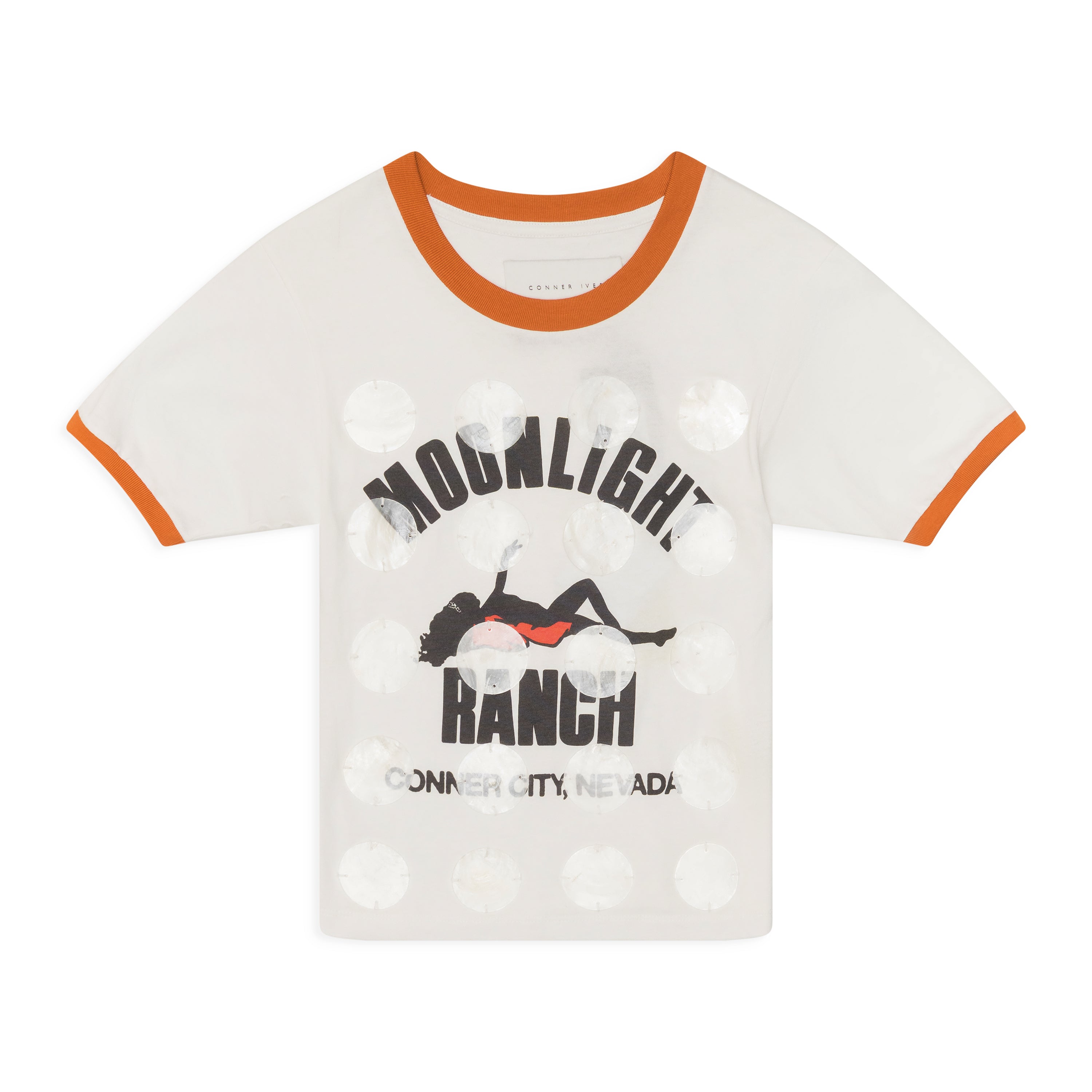 Conner Ives Mop Pailette Ringer Tshirt White front
