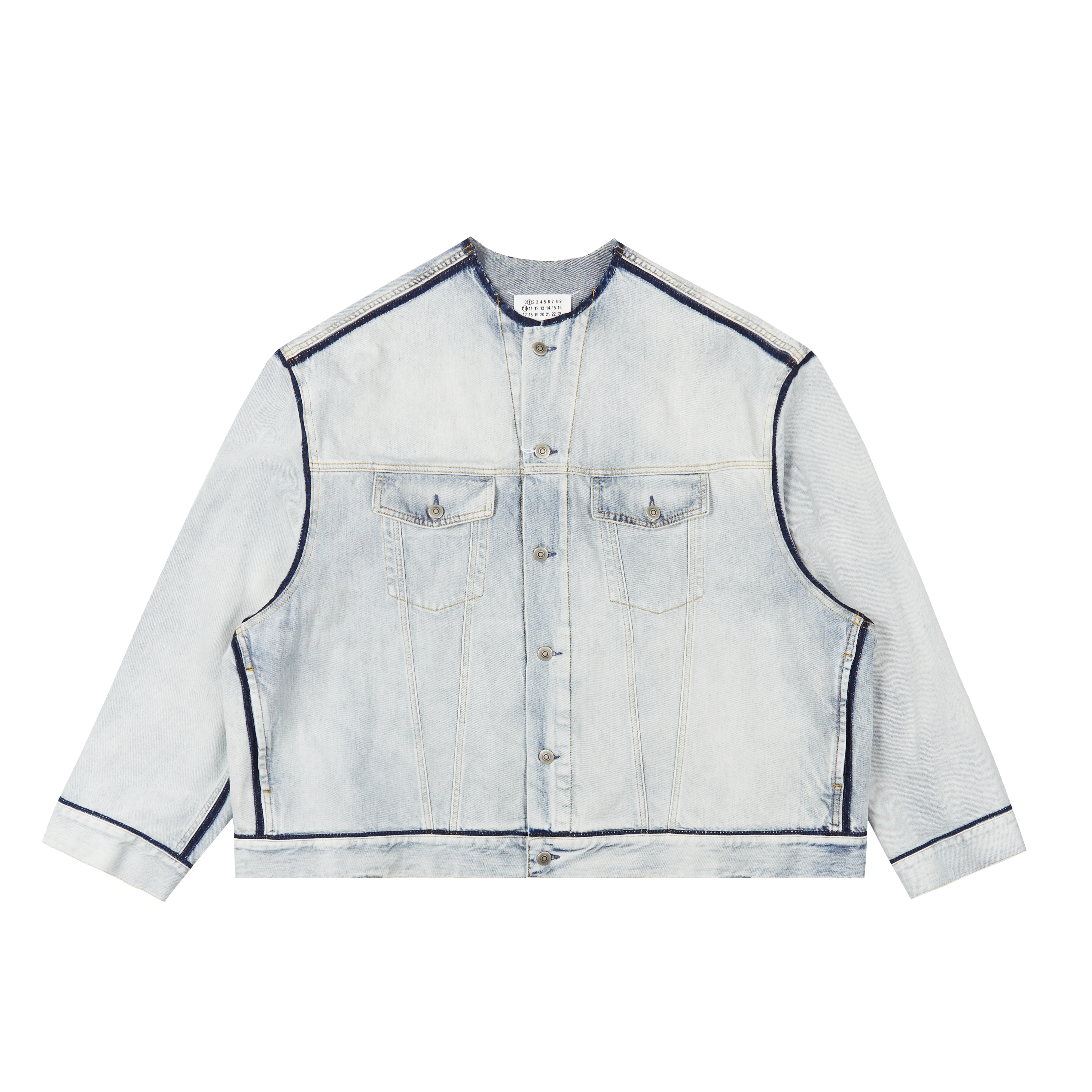 Maison Margiela Denim Jacket Collarless Icy Slip Blue 3352