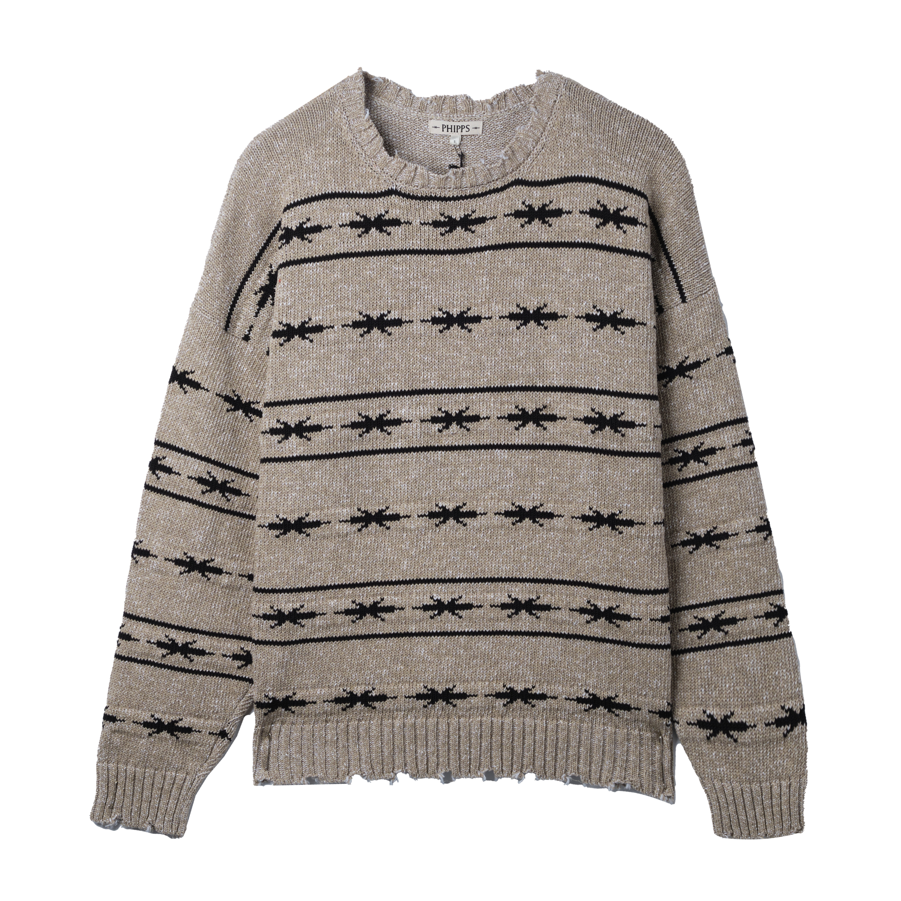 PHIPPS Summer Alpine Knit With Logos Allover Sweater Beige 7946