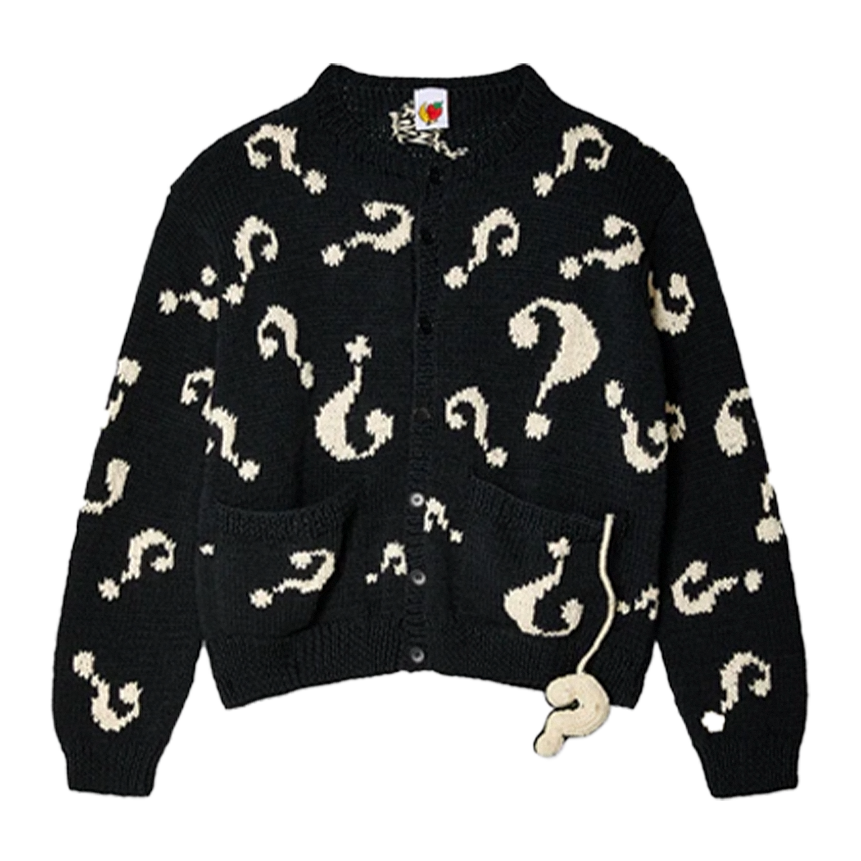 Sky High Farms Question Mark Hand-Knit Cardigan Black 6963
