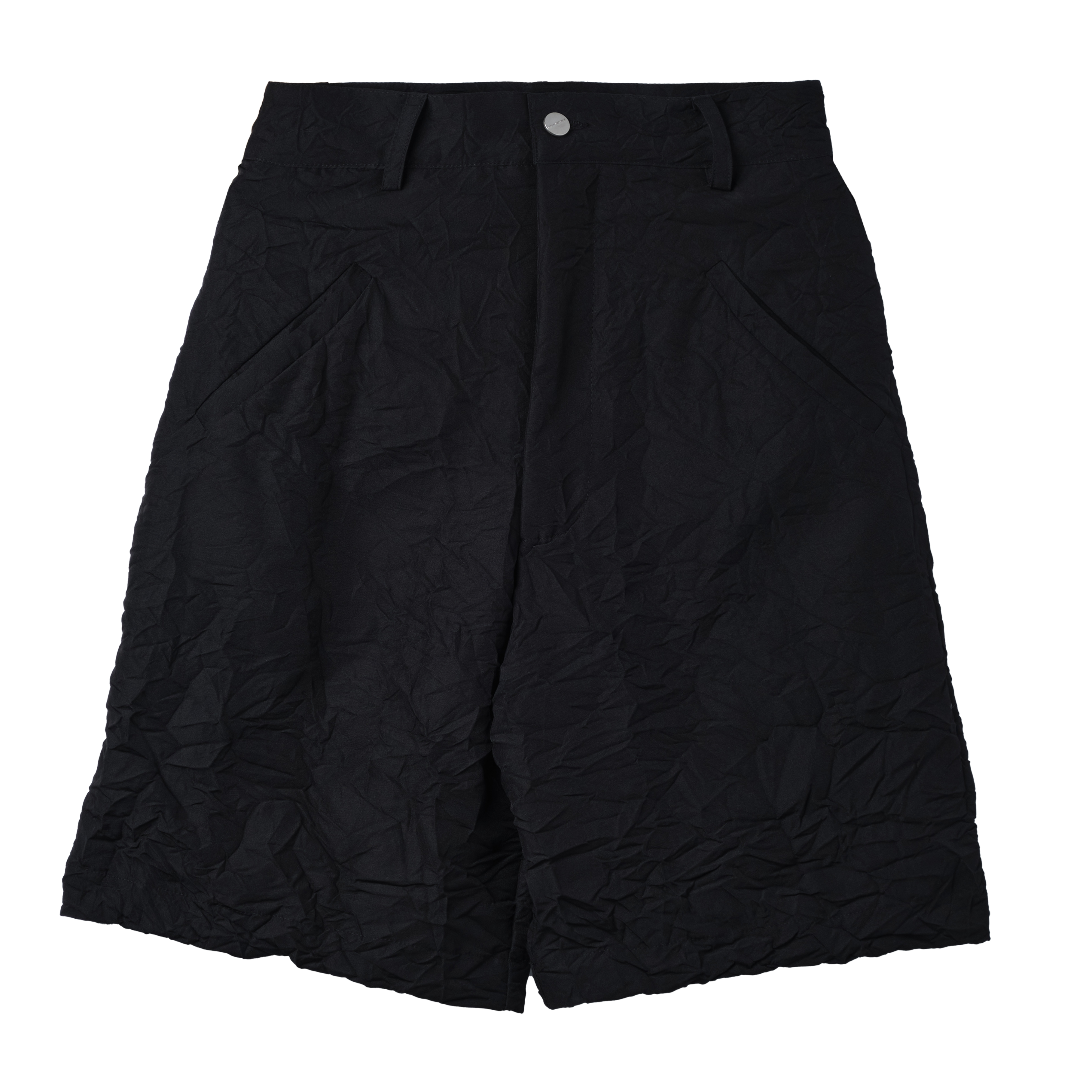 Spencer Badu Wool Wrinkled Shorts Black 7997