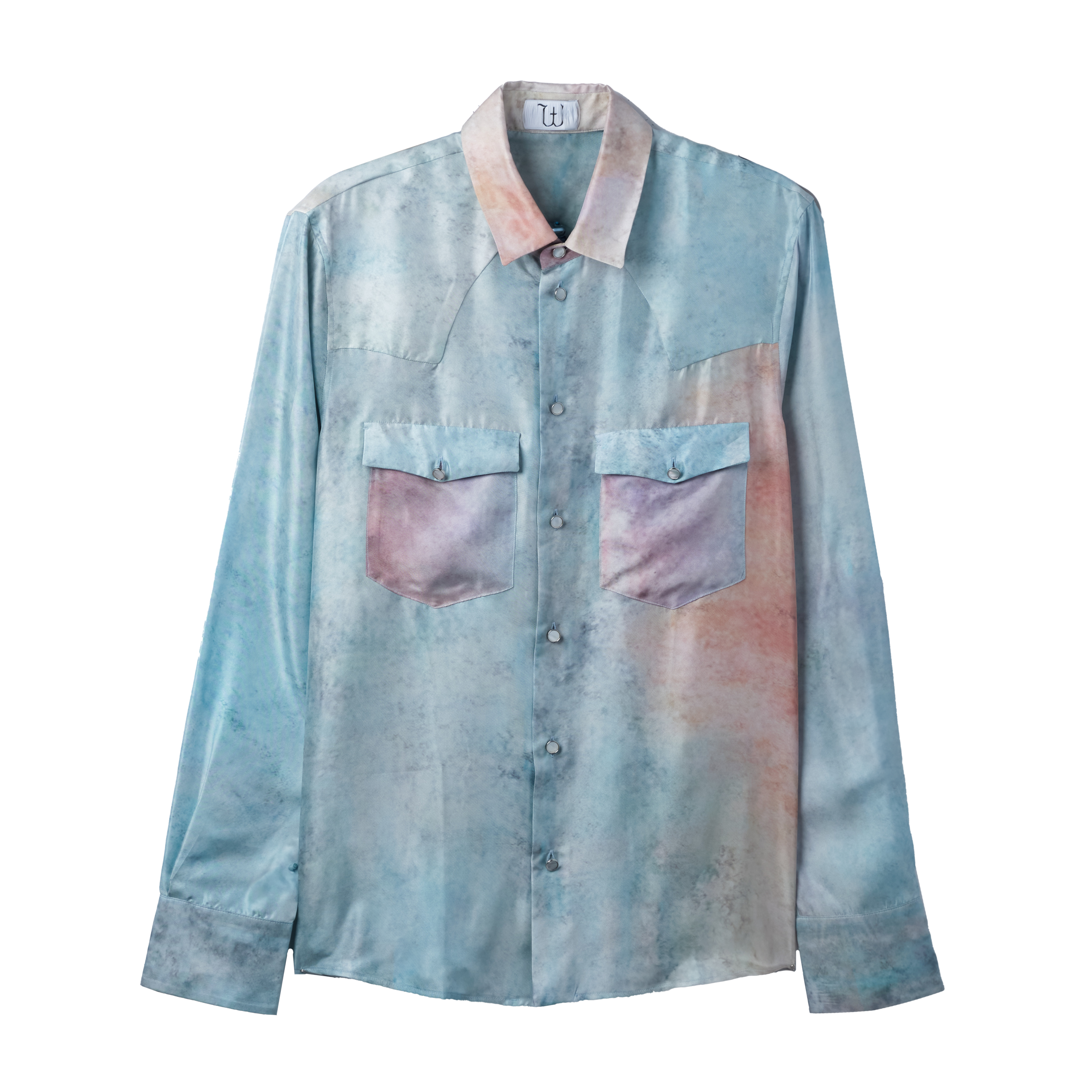 Winnie Matthew Shirt Light Blue Pastel Strokes Print Blue 9393