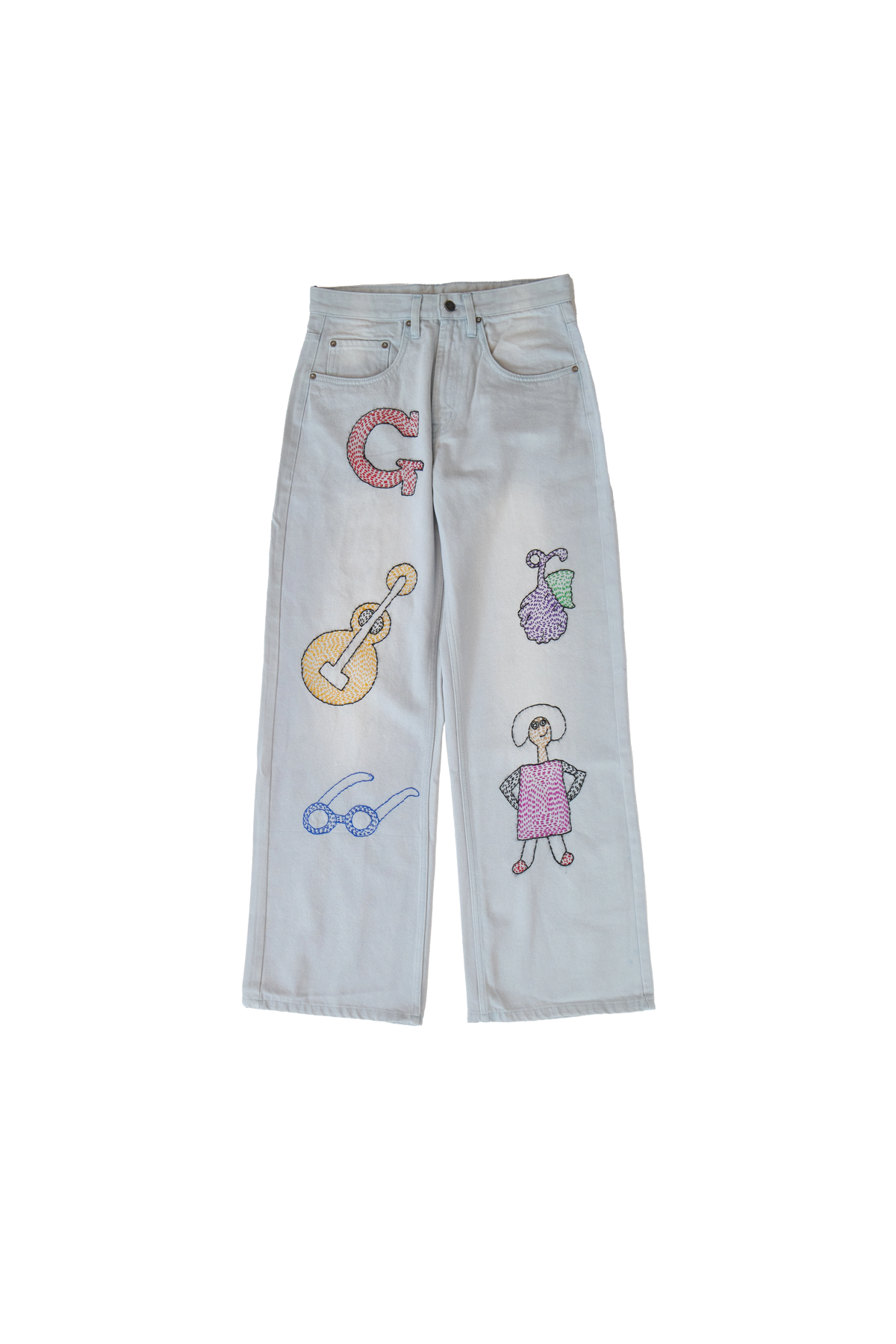 Glass Cypress Light Blue Embroidered Oversized Denim Jeans – ESSXNYC