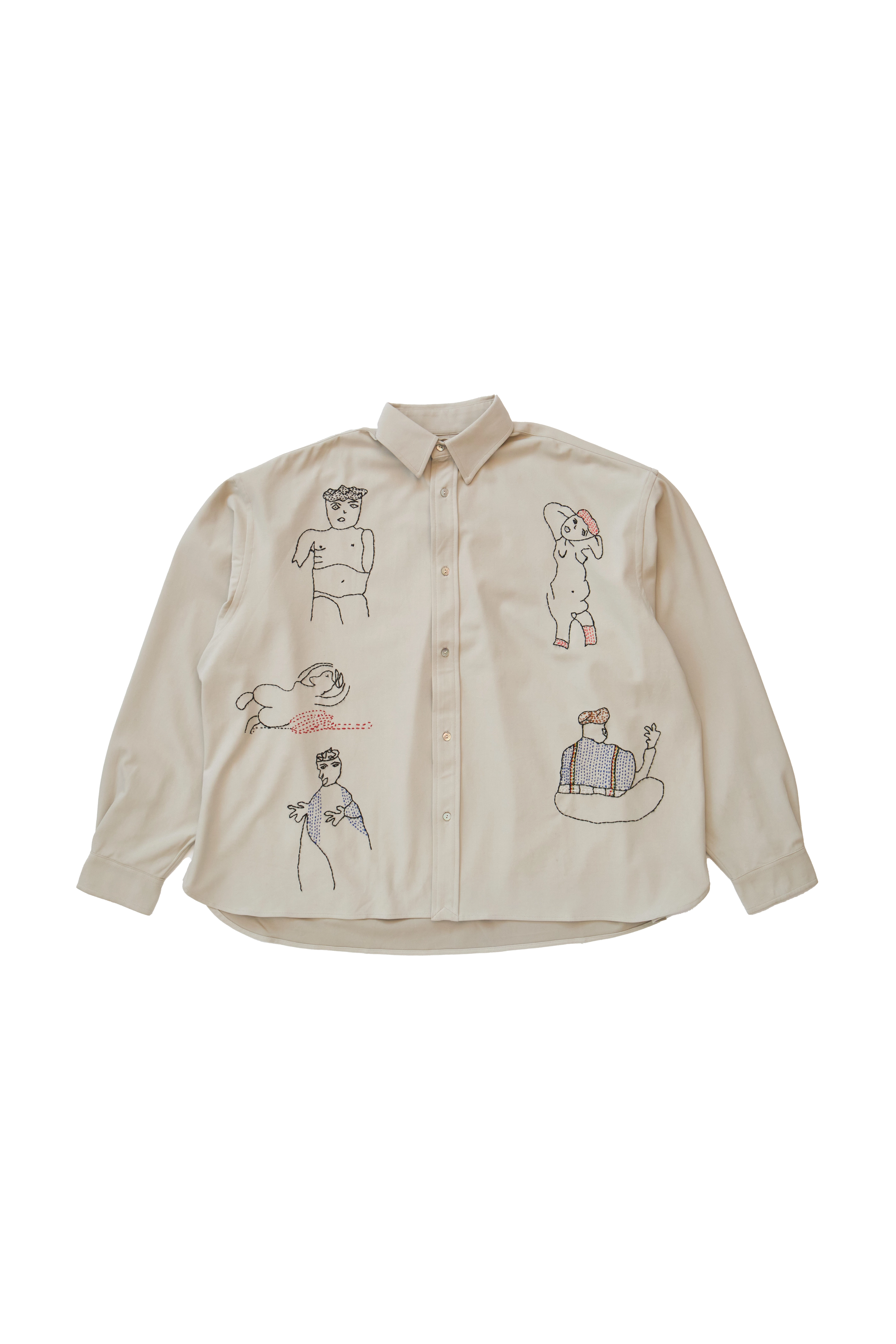 Glass Cypress Oversized 5 Figure Ivory Shirt Beige