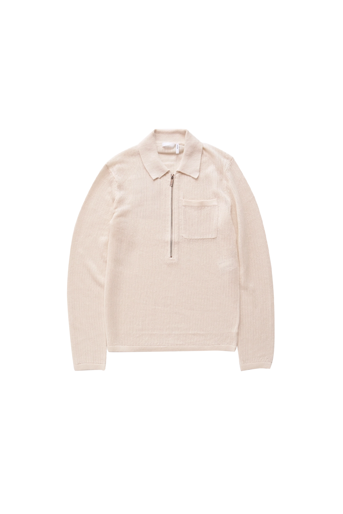 Helmut Lang Long Sleeve Zip Polo Sweater Ivory