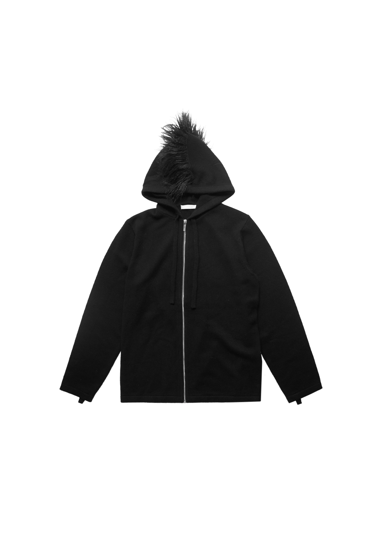 Helmut Lang Wool Cashmere Mohawk Zip Hoodie Black