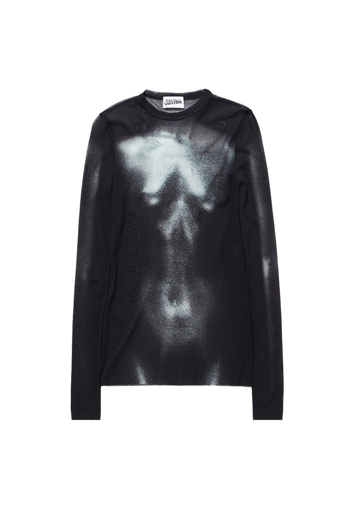 Jean Paul Gaultier Mesh "Body Dust" Print Top Black/Silver