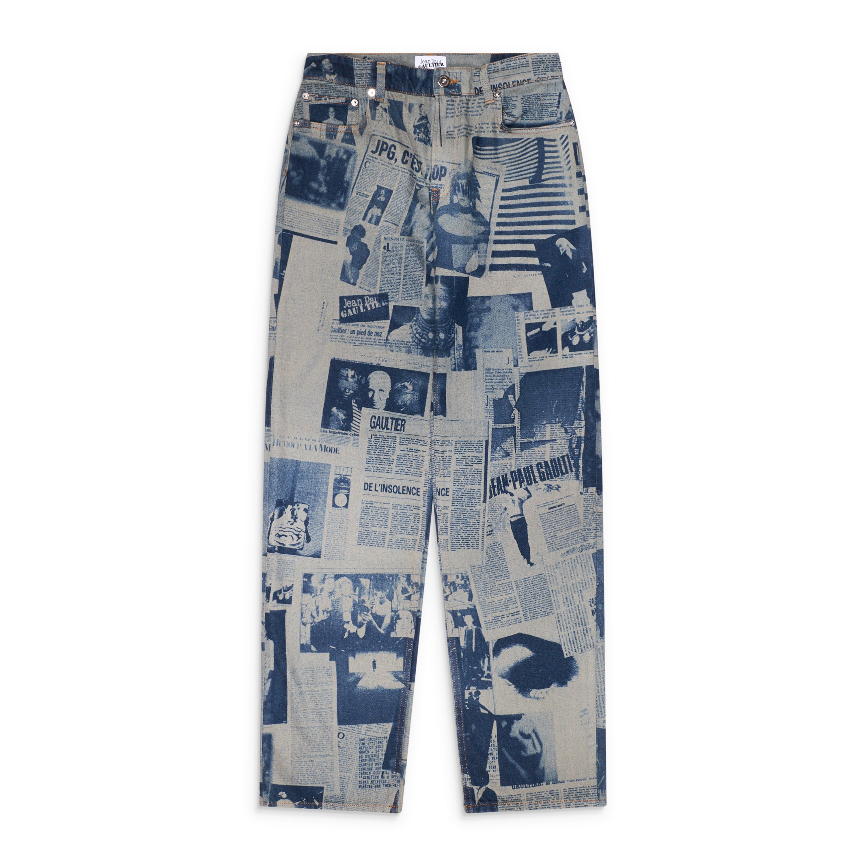 Jean Paul Gaultier Jeans With Newspaper Print Multicolor