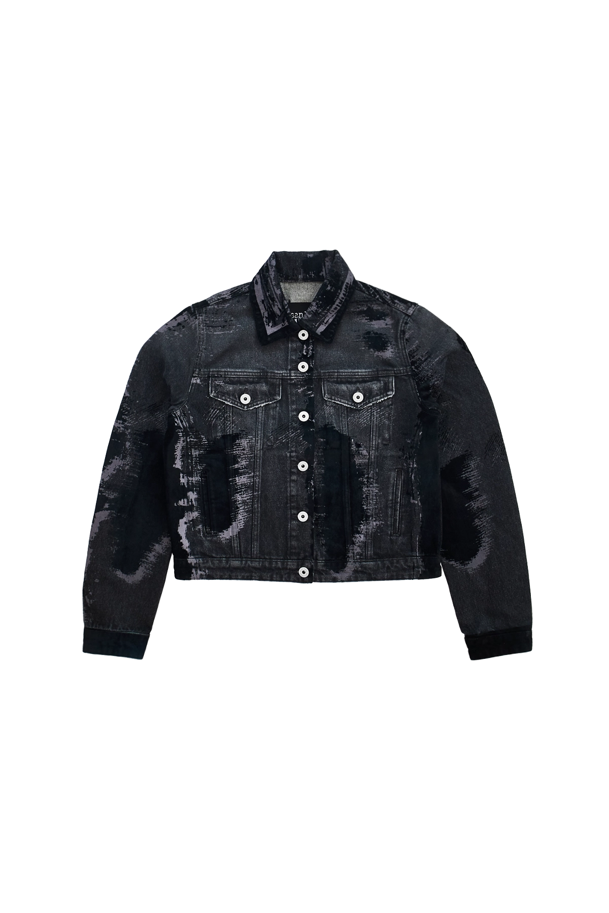 Jean Paul Gaultier Denim Jacket With Black Flock Detailing Jean Paul Gaultier Denim Jacket With Black Flock Detailing