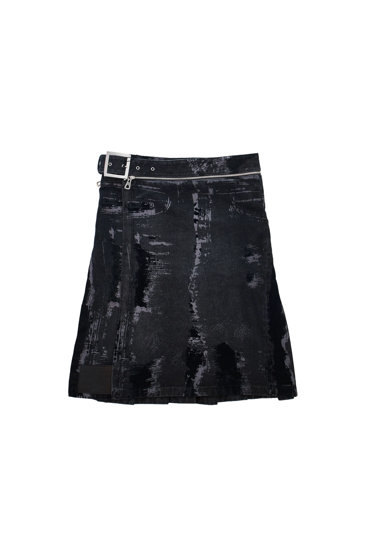 Jean Paul Gaultier Denim Kilt With Black Flock Detail