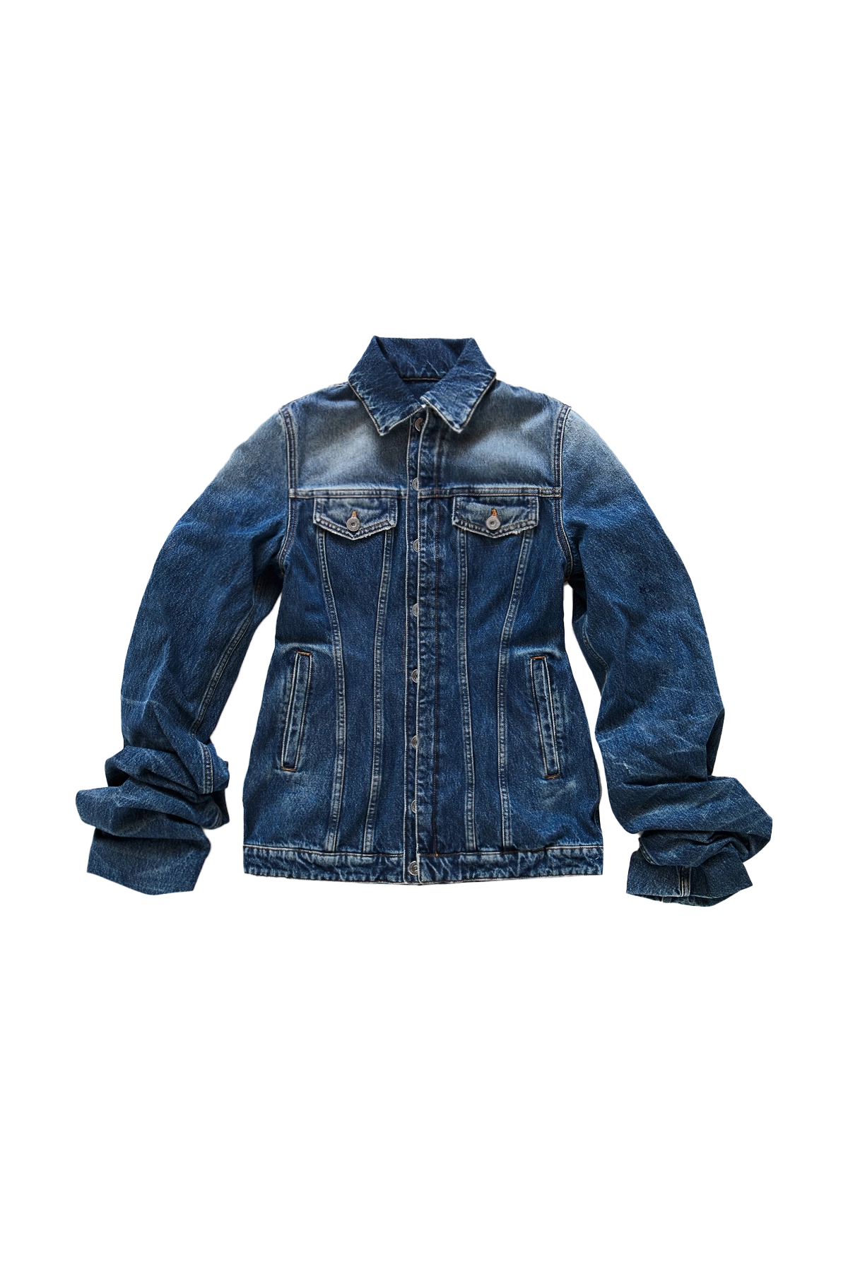 Jean Paul Gaultier Fitted Denim Jacket With Oversized Sleeves Vintage Blue