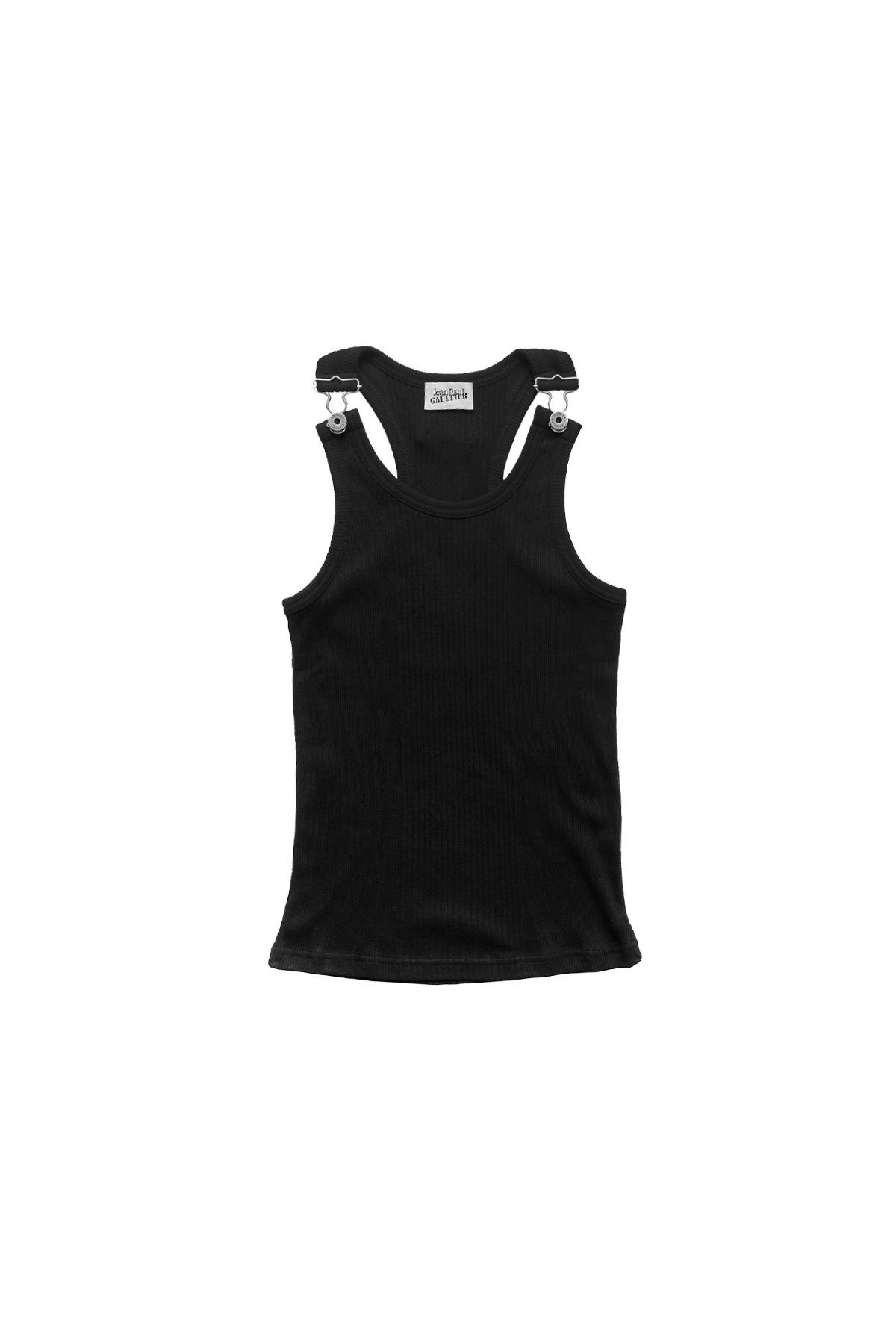 Jean Paul Gaultier Ribbed Tank Top With Overall Buckles Black
