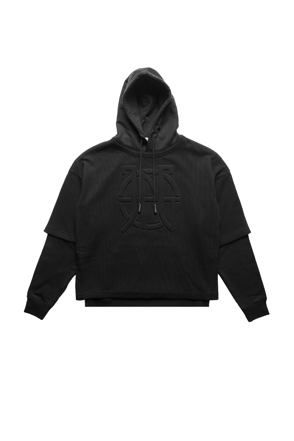 Jean Paul Gaultier Waffle Double Sleeve Oversized Hoodie With Embossing "JPG"