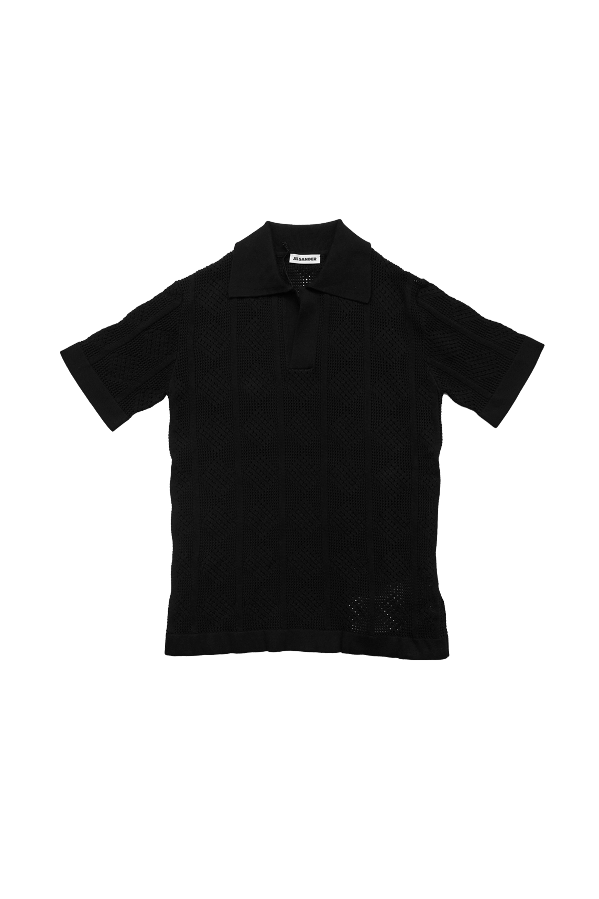 Jil Sander Cotton Lace Stitch Short Sleeve Polo Black – ESSXNYC