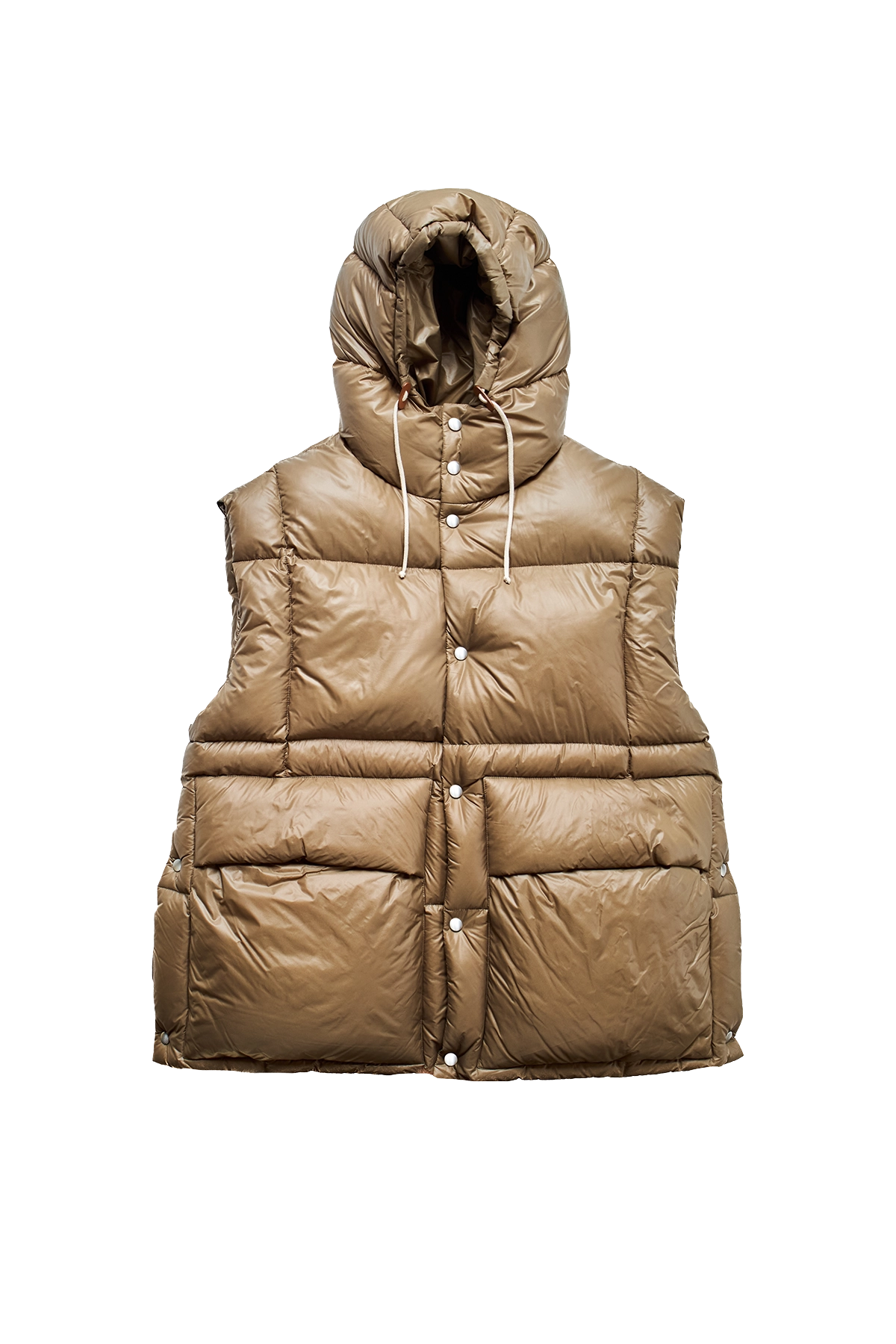Jil Sander+ Recycled Shiny Lightweight Nylon Down Gilet Jackets Brown