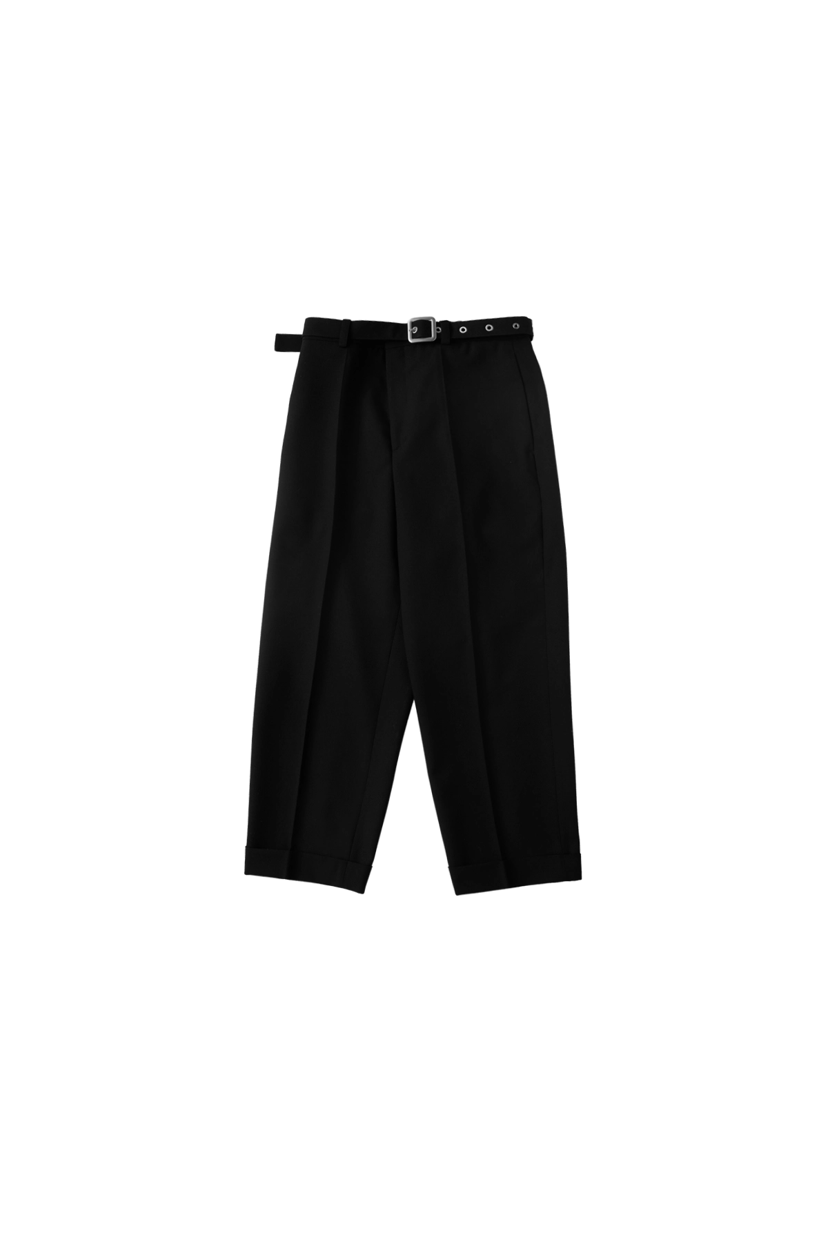 Jil Sander Wool Canvas Belted Trousers Black