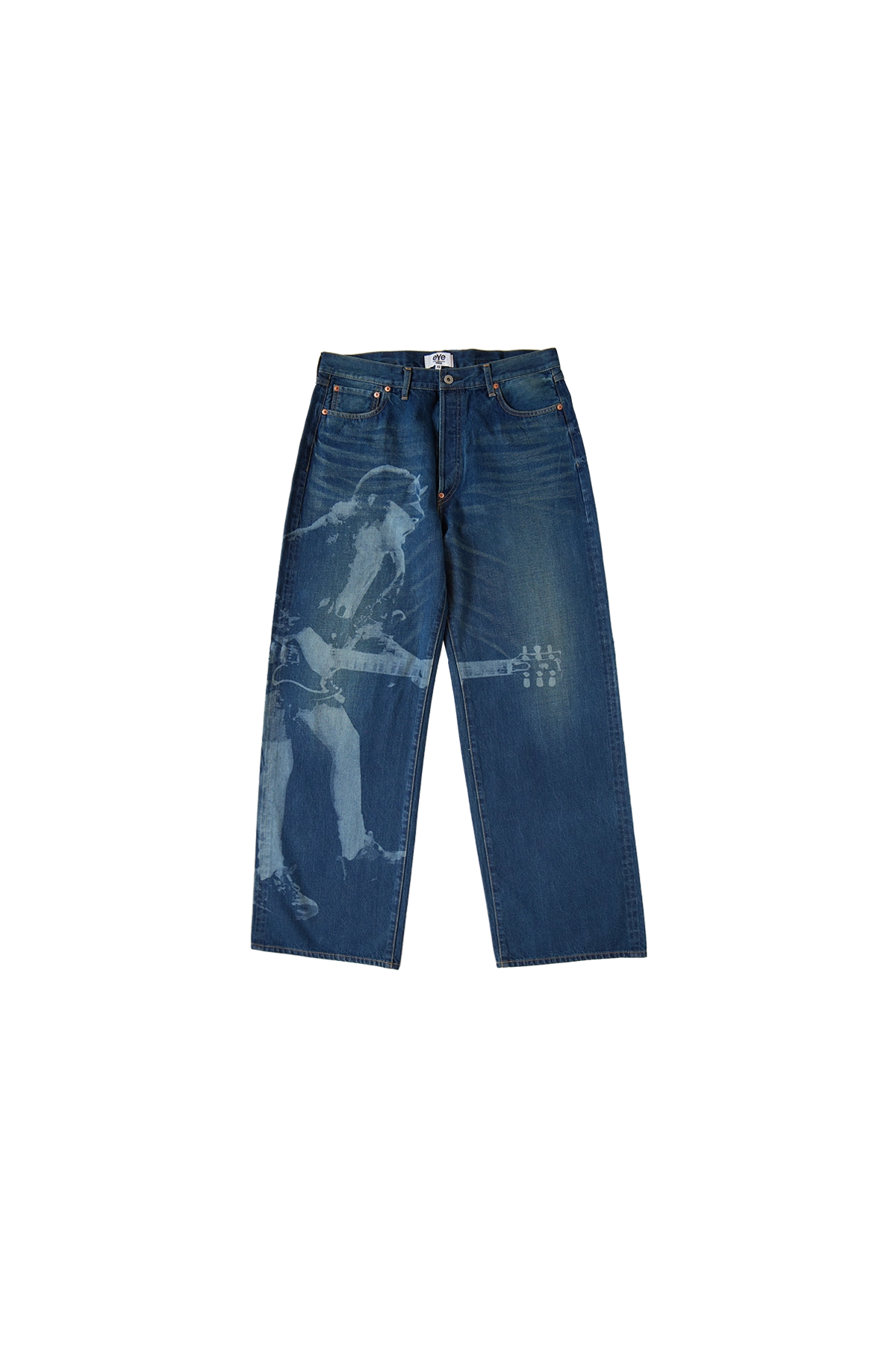 Junya Watanabe Man Relaxed Jeans With Acdc Print Blue
