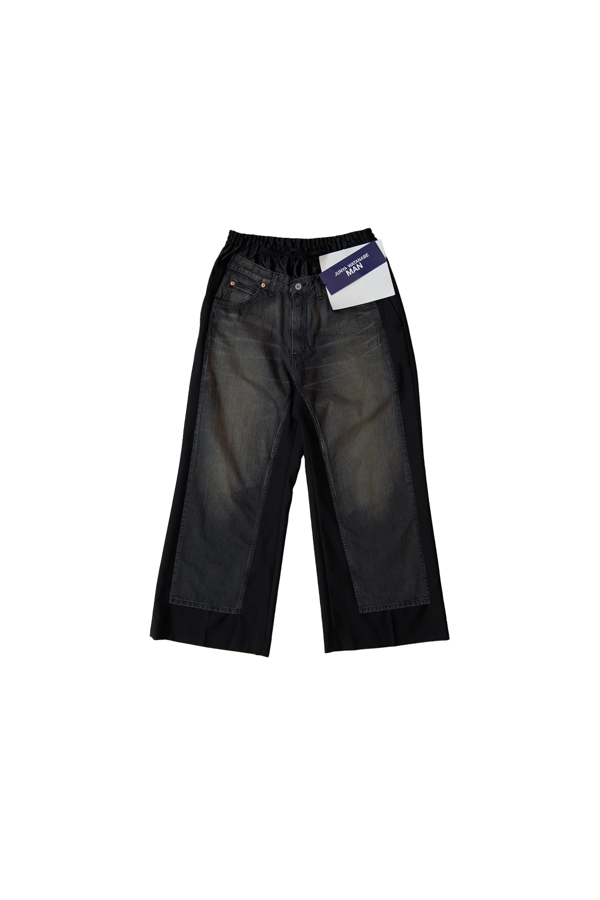 Junya Watanabe Man Wool Trousers With Denim Panel Black