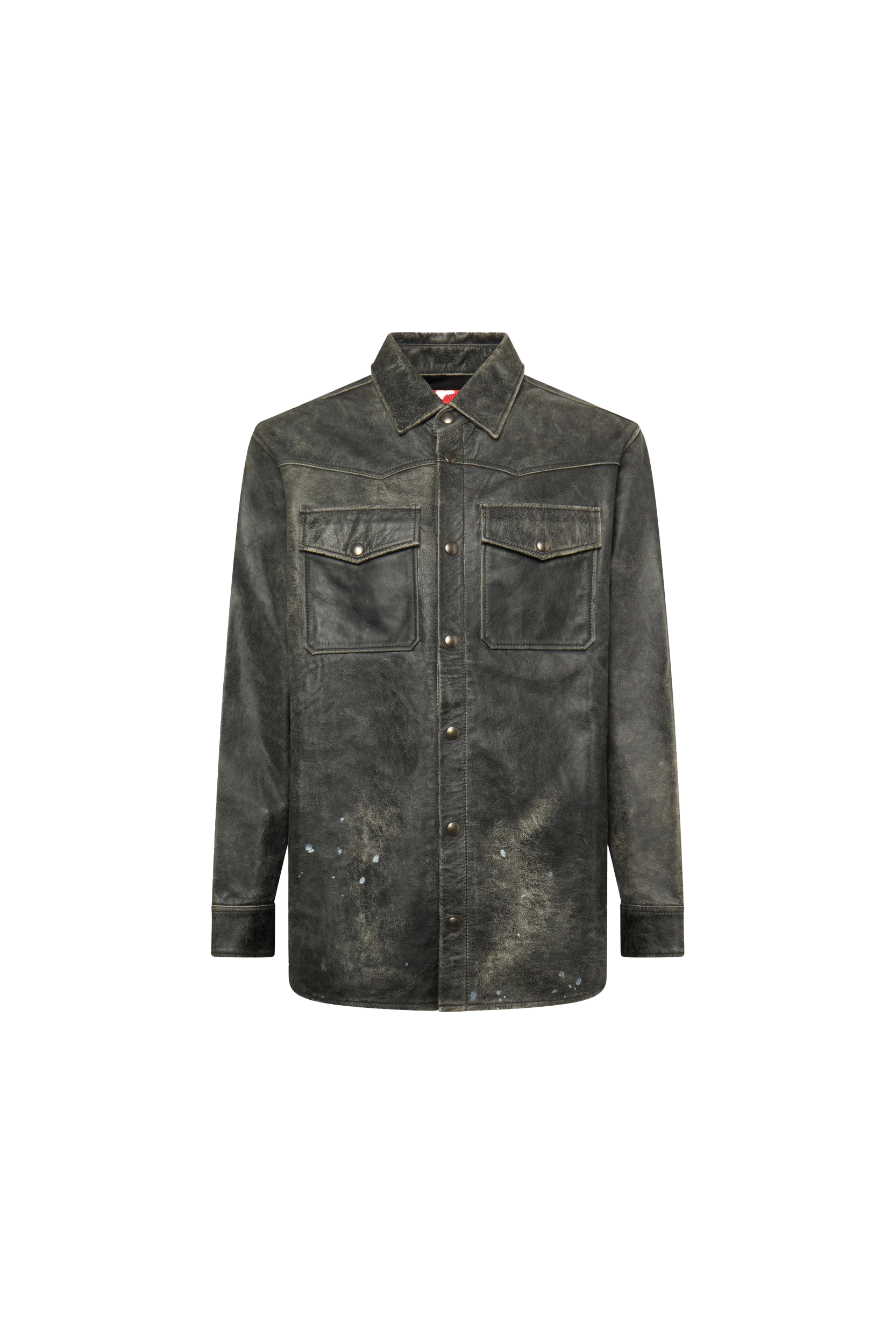 Kusikohc Black Leather Printed Shirt Black