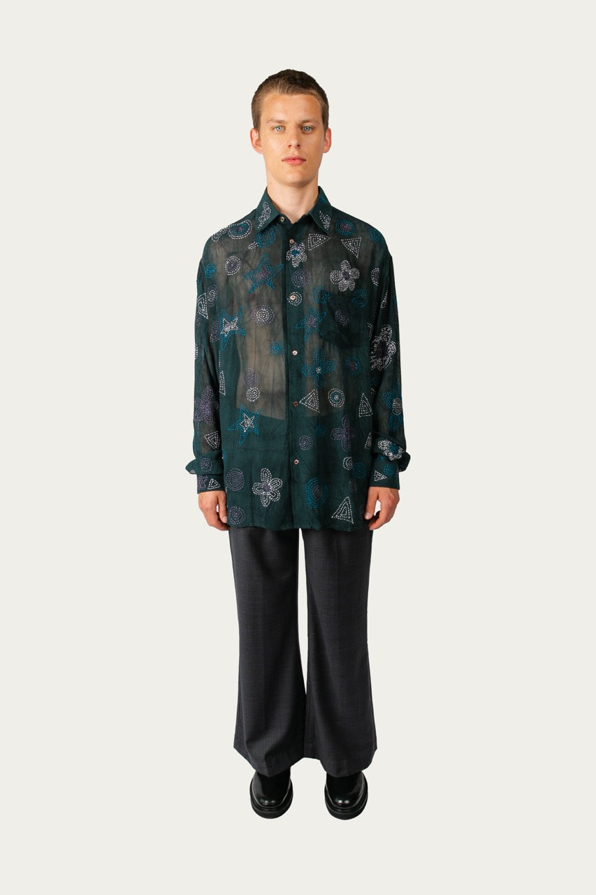 Glass Cypress Green Floral Shirt Green