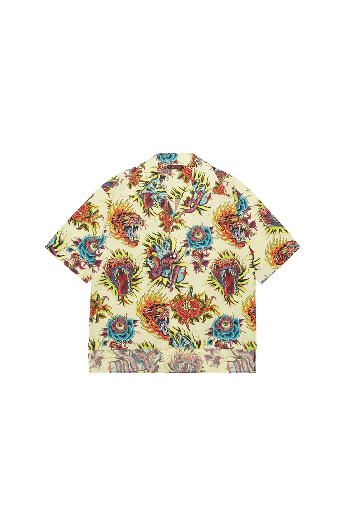 LU'U DAN Printed Boxy Short Sleeve Shirt Yellow