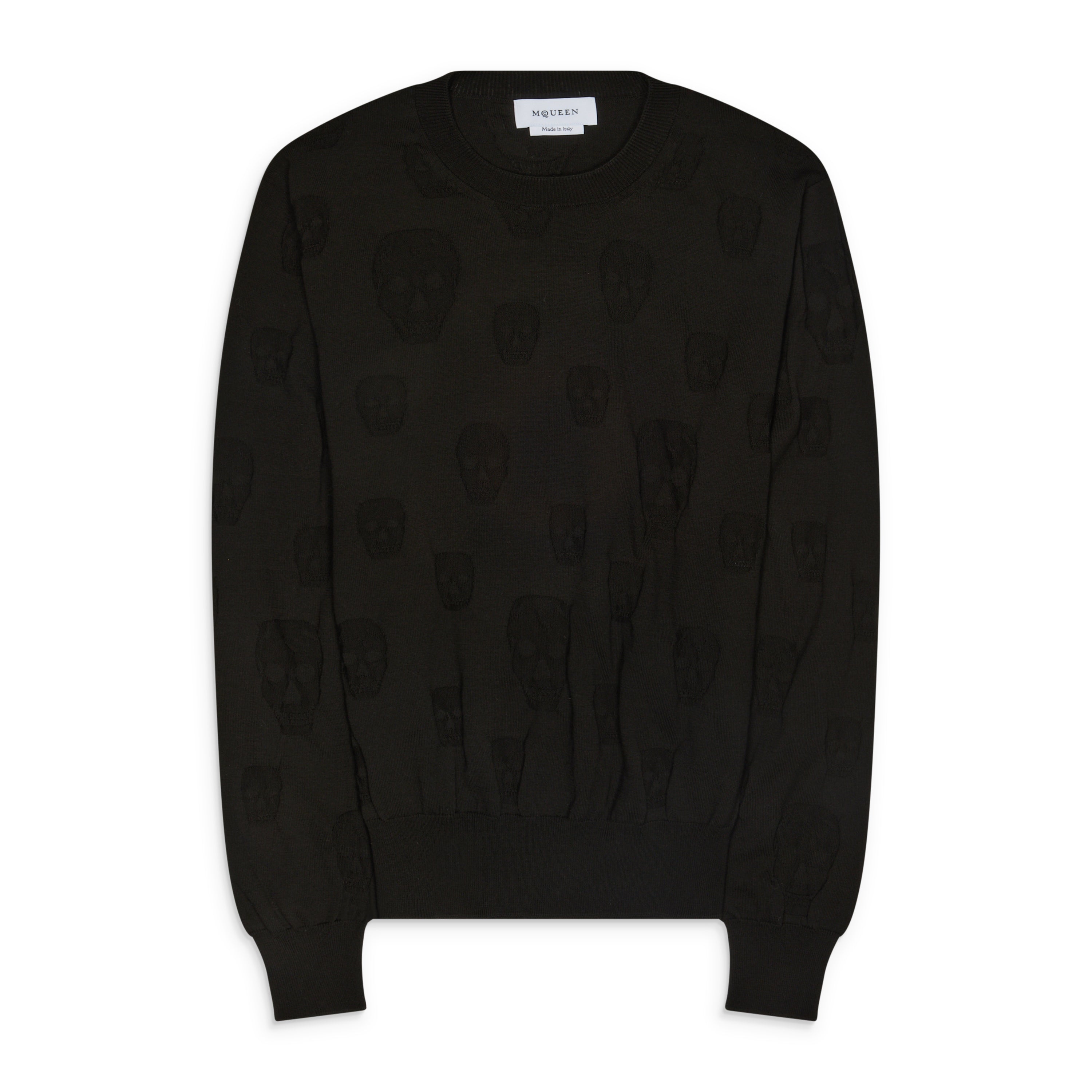 McQueen All Over Skulls Crewneck Sweater Black