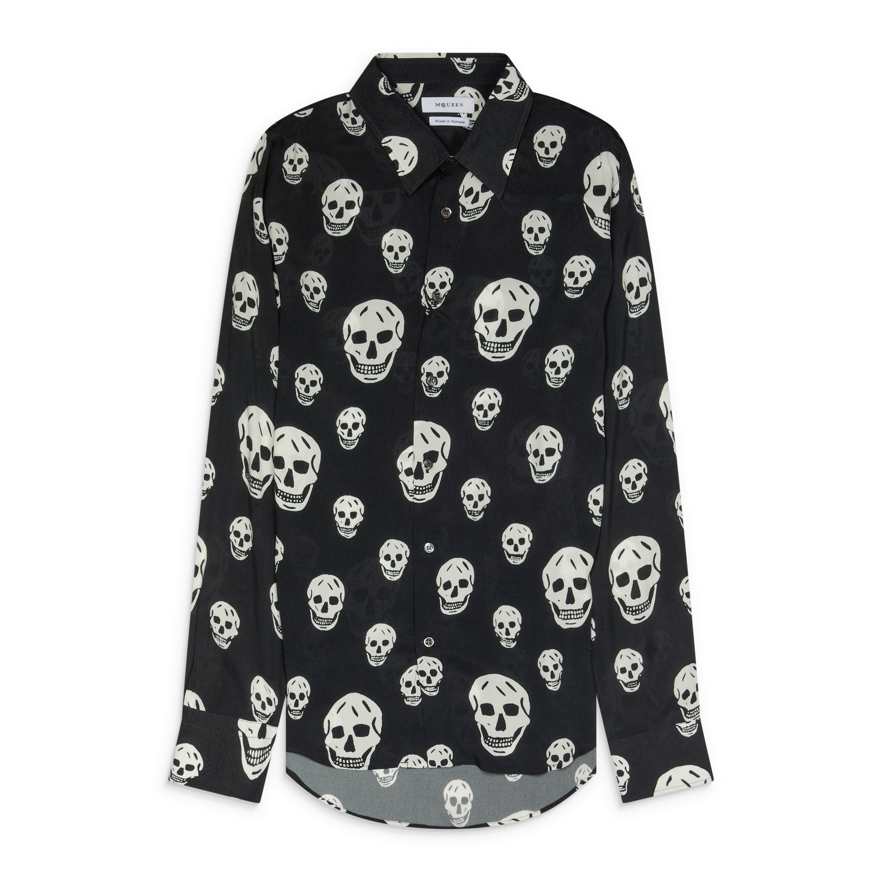 McQueen All Over Skulls Button Down Shirt Black/Ivory