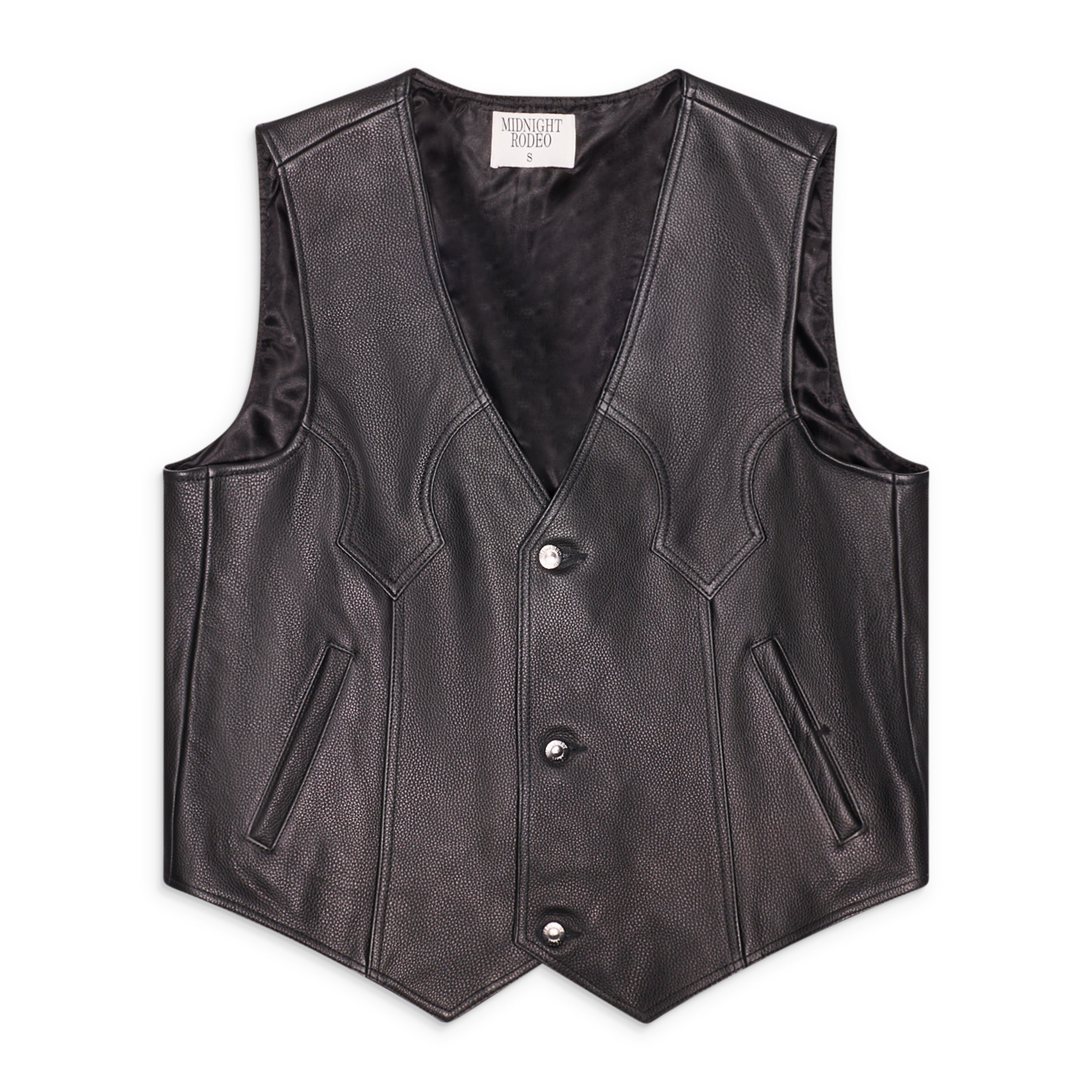 Midnight Rodeo Leather Vest Black – ESSXNYC