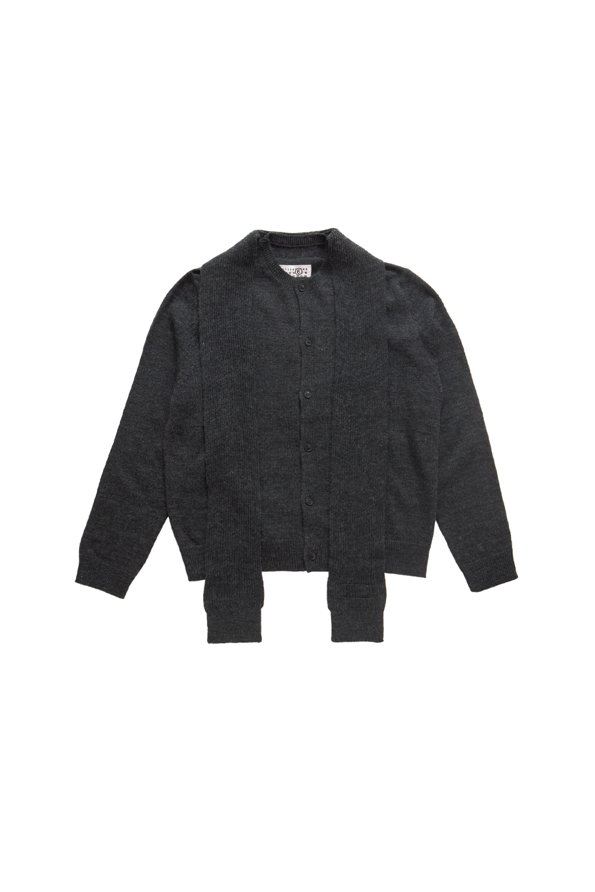 MM6 Integrated Scarf Cardigan Dark Grey Melange