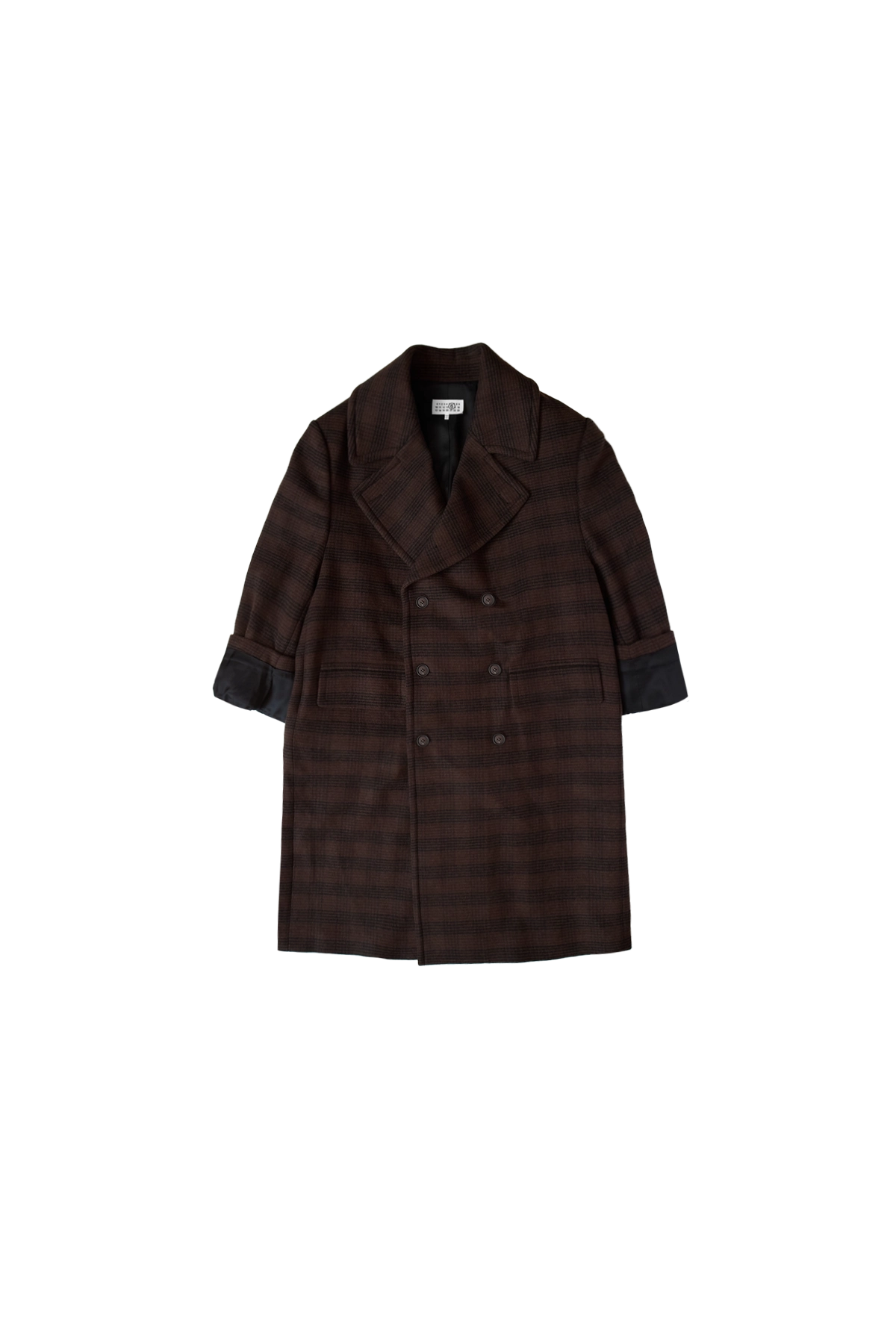 MM6 Maison Margiela Checked Wool Blend Coat Brown/Black MM6 Maison Margiela Checked Wool Blend Coat Brown/Black