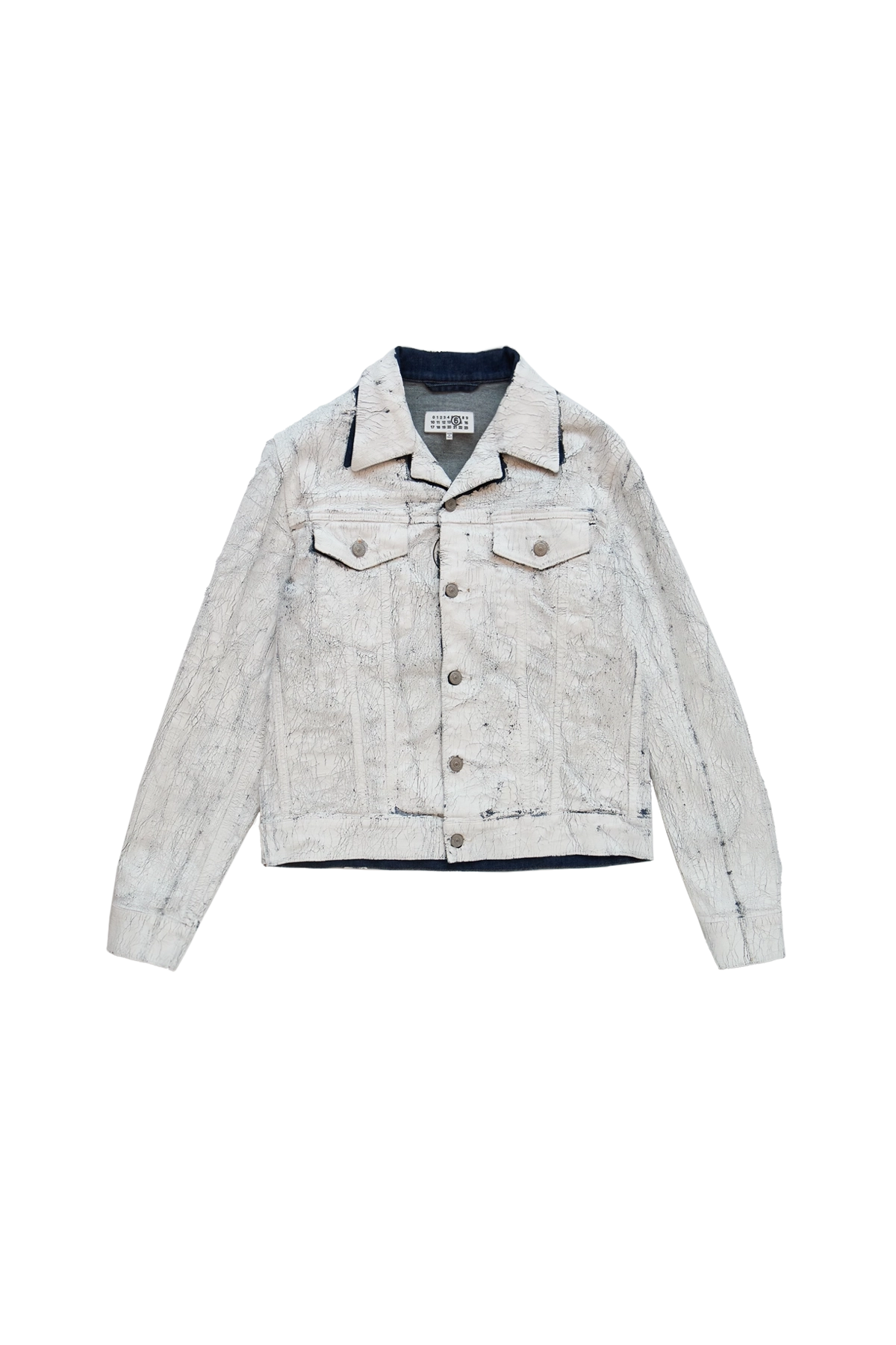 Maison Margiela マルジェラ MM6 ライダース ペンキ 白 MM6 Maison Margiela Painted Trucker Jacket White – ESSXNYC