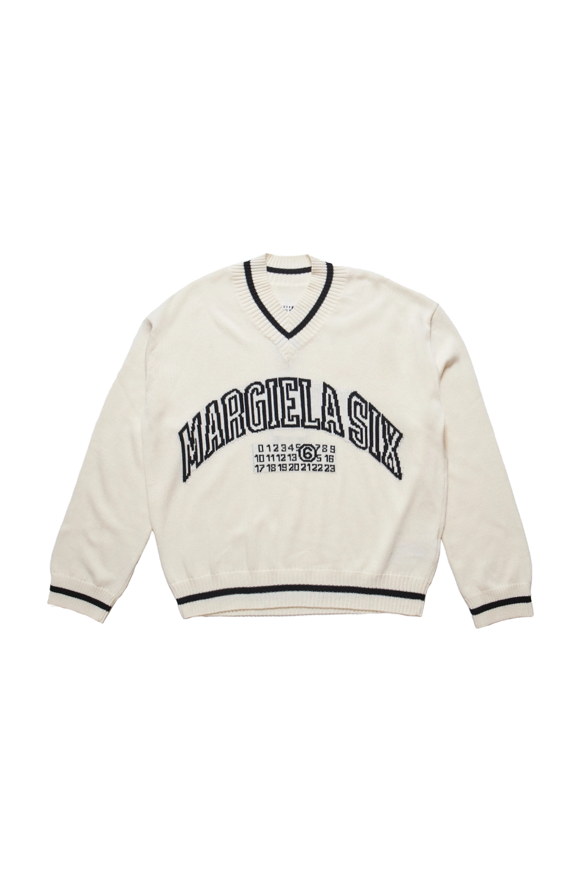 MM6 Maison Margiela V-Neck Logo Varsity Sweater