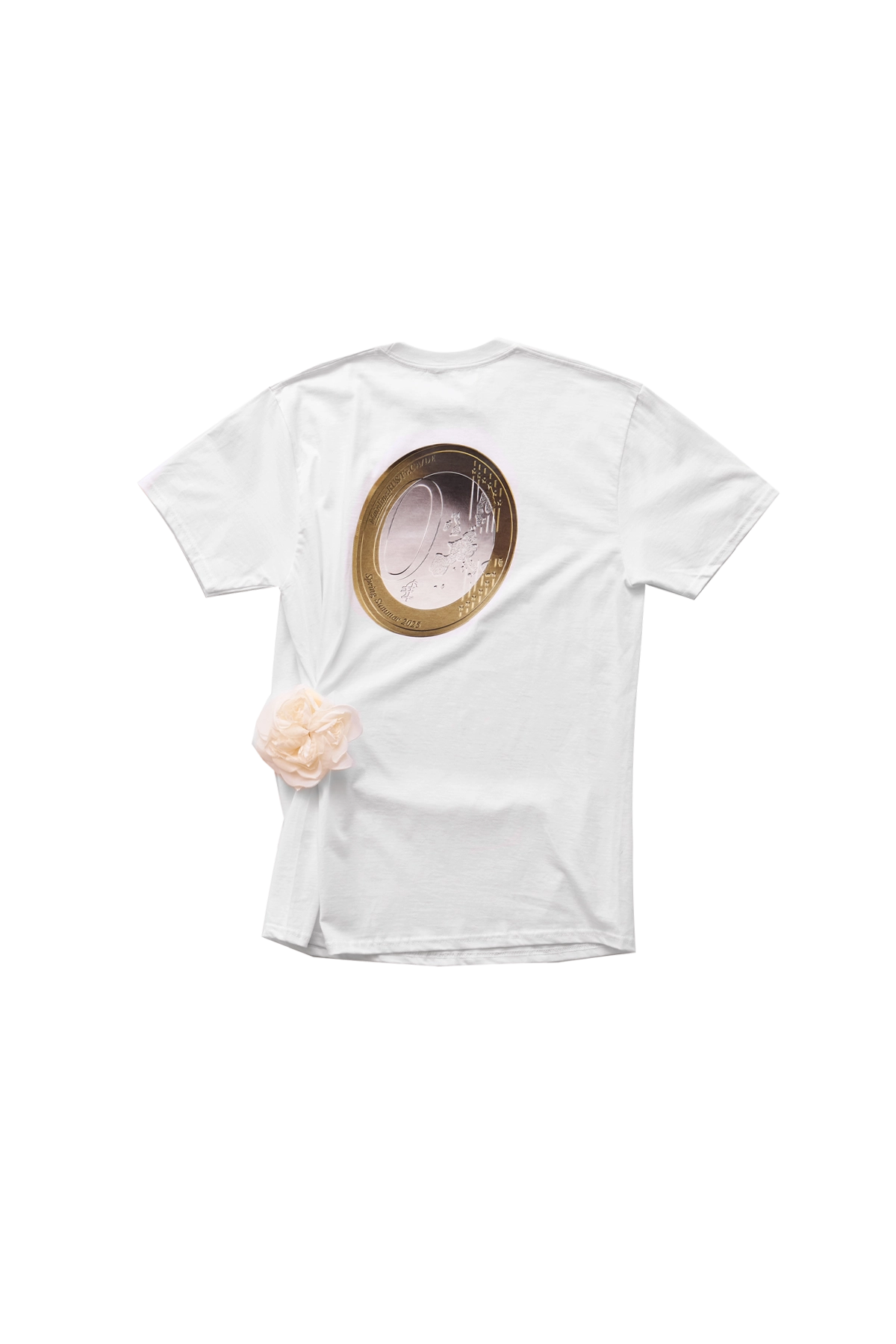 Mainline Coin Open Back Tee With Rose White