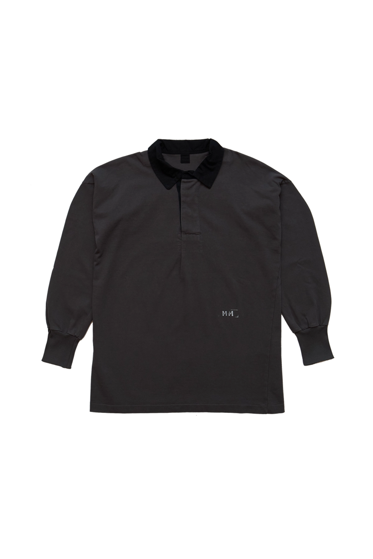 Maison Margiela Long Sleeve Polo With Contrast Collar Grey