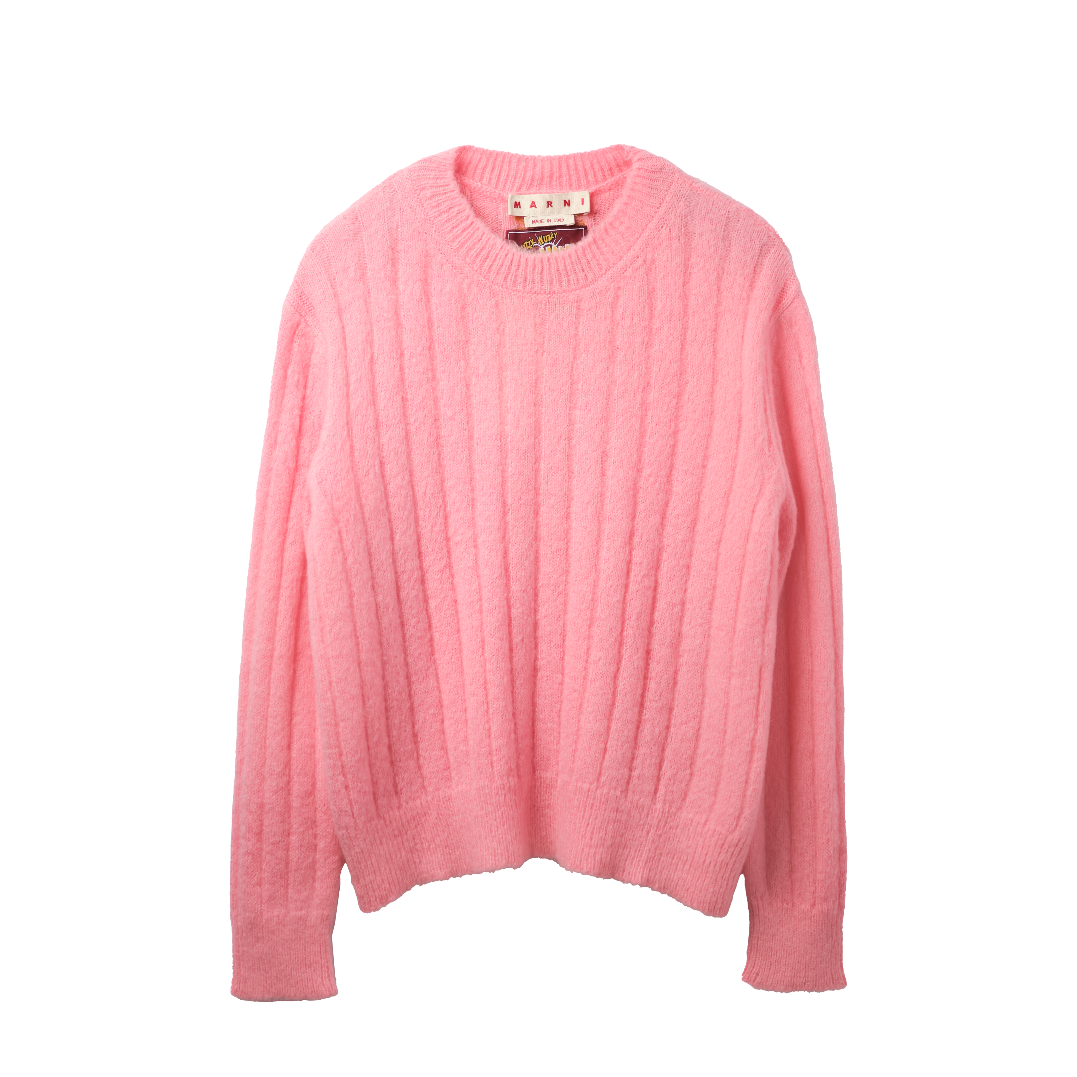 Marni Fuzzy Printed Brushed Crew Neck Sweater Pink 6517