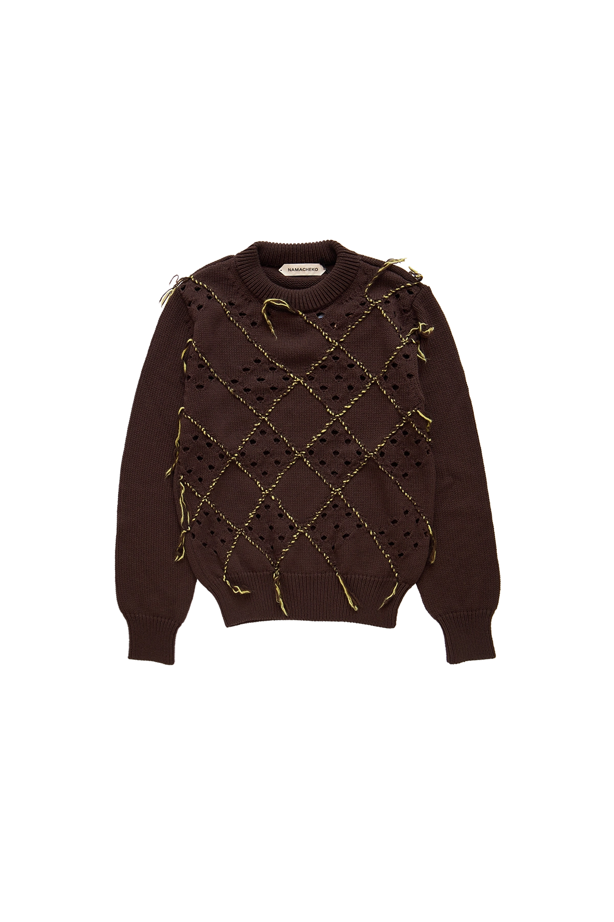 Namacheko Intarsia Quilt Crewneck Brown