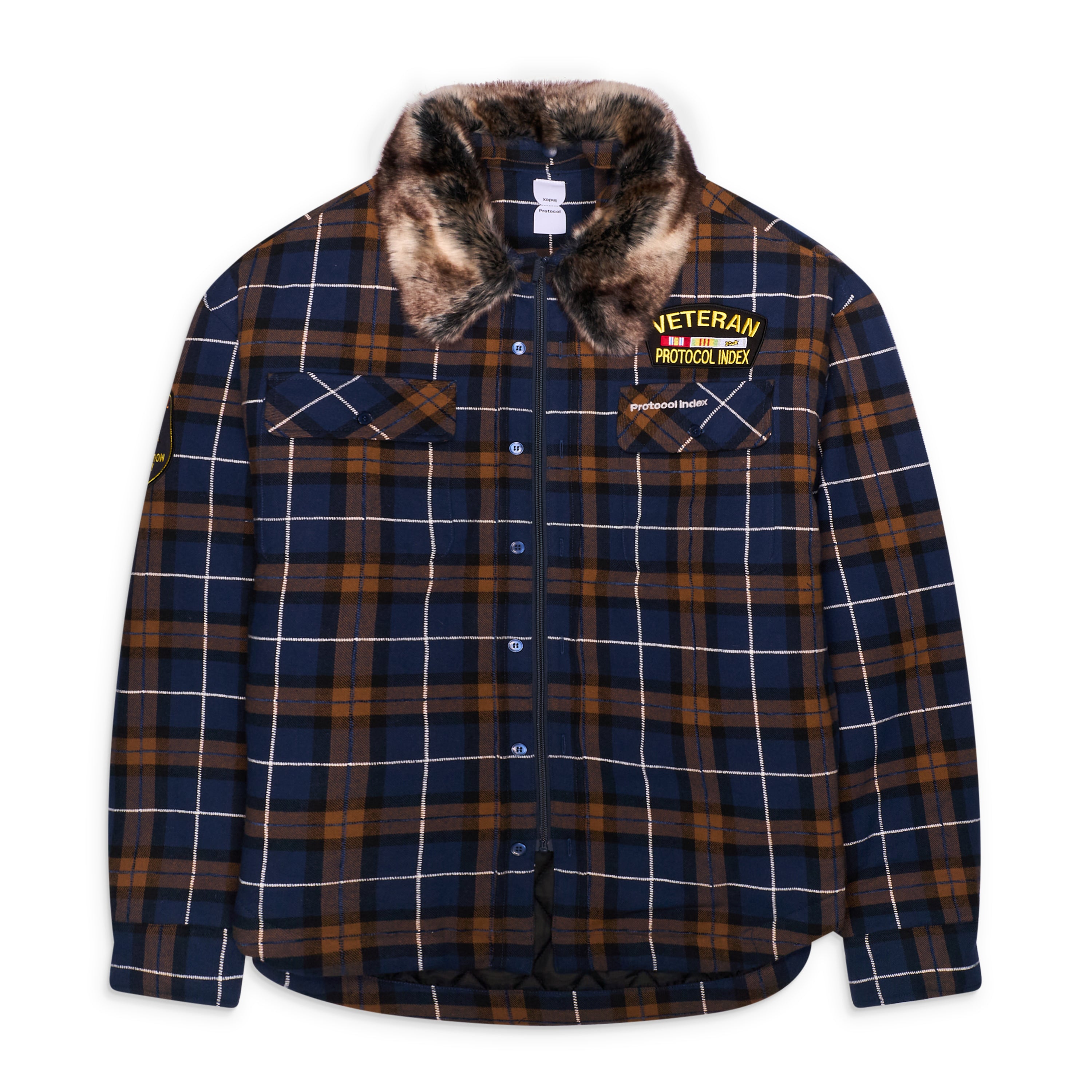 Protocol Index Fur Flannel Shirts Jacket Blue