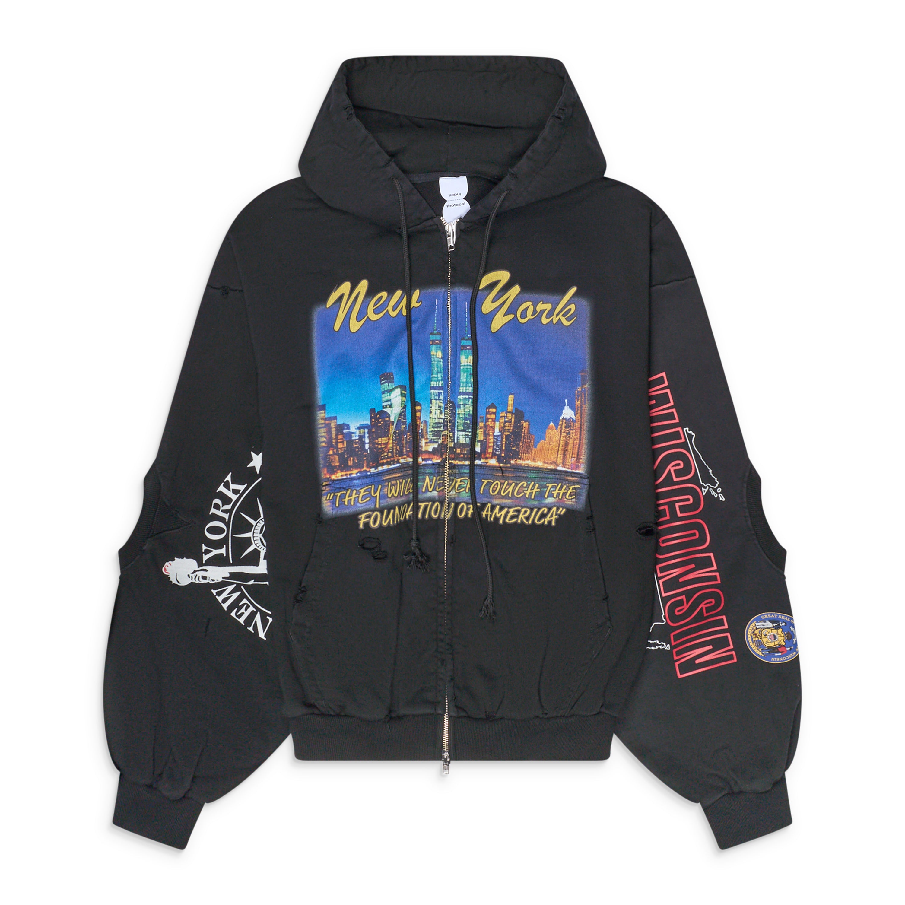 Protocol Index Reconstructed NY Zip Hoodie Black