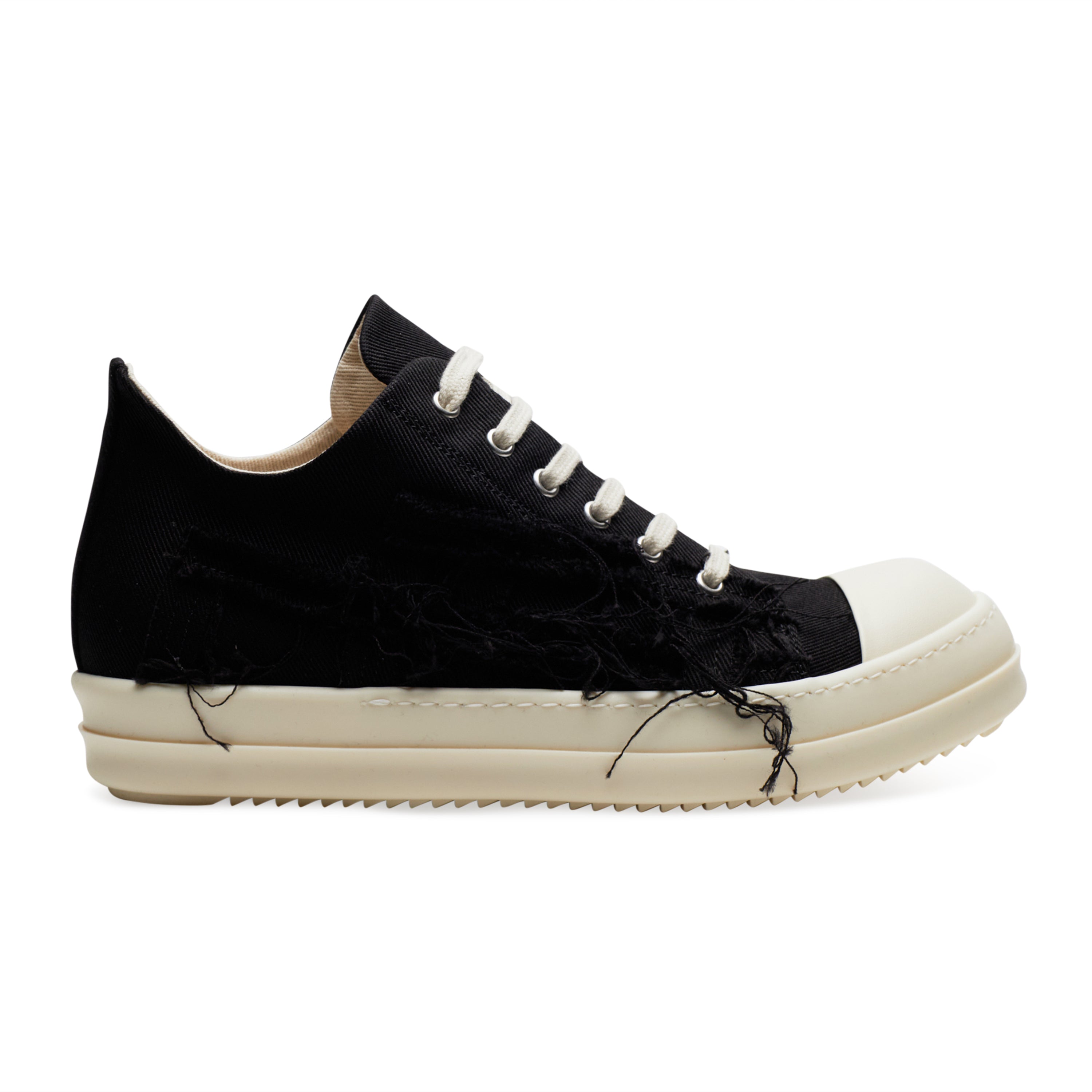 Rick Owens DRKSHDW Frayed Denim Ramone Sneakers Black