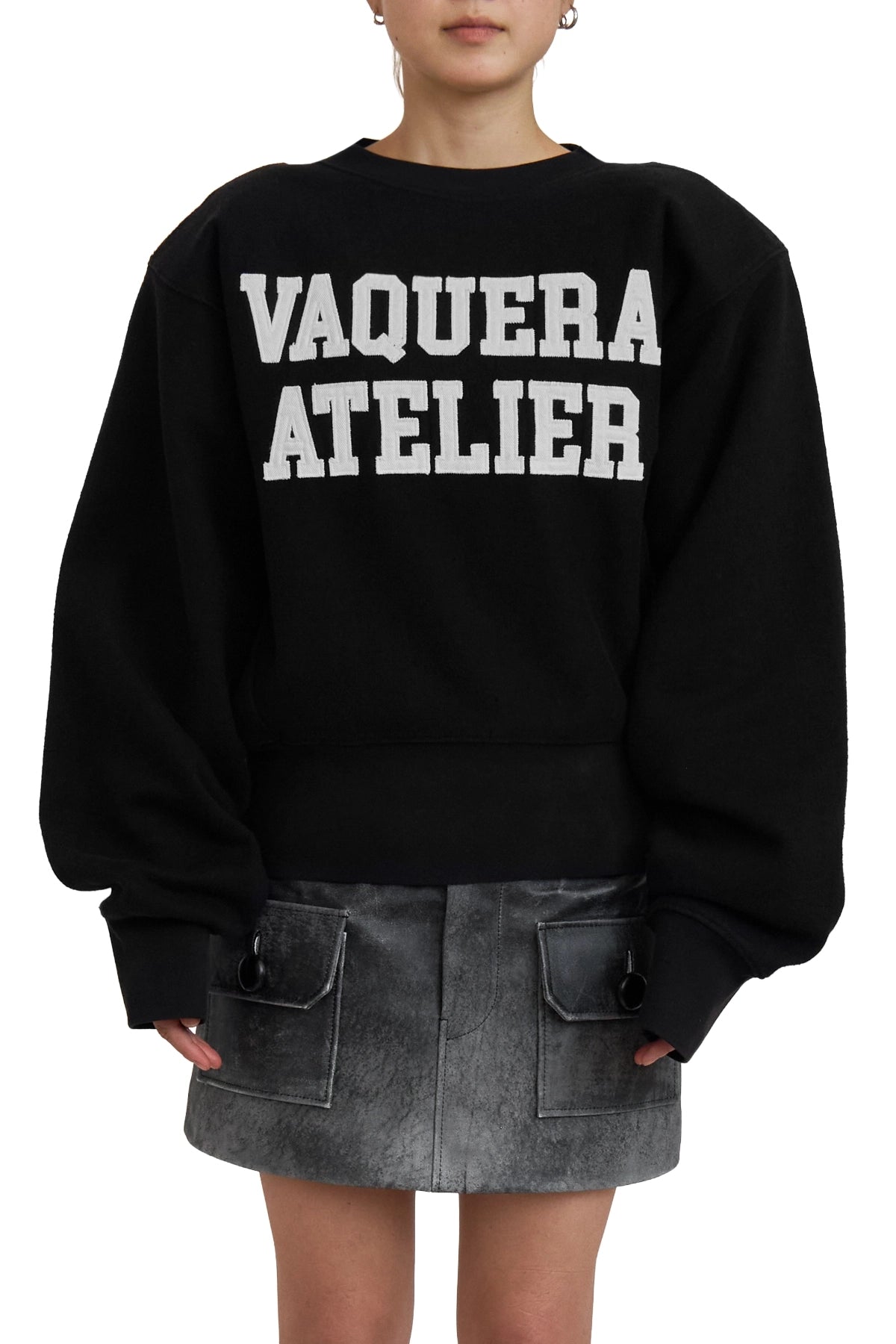 Vaquera Logo Sweatshirt With Shoulder Pads Black – ESSXNYC