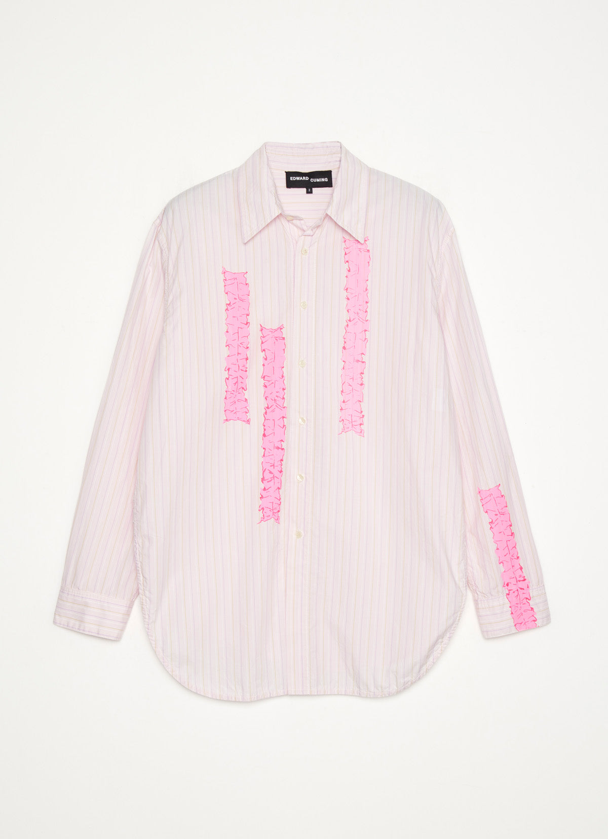 Edward Cuming Stripe Ribbon Print Shirt Pink