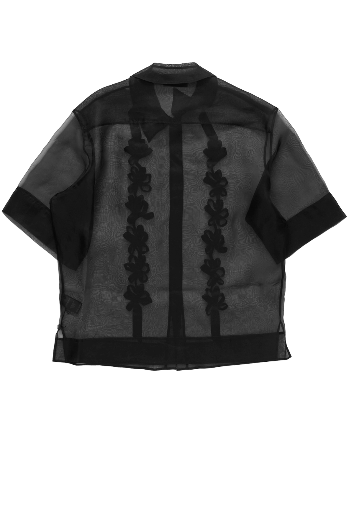 Simone Rocha Sheer Daisy Ribbon Chain Boxy Shirt Black