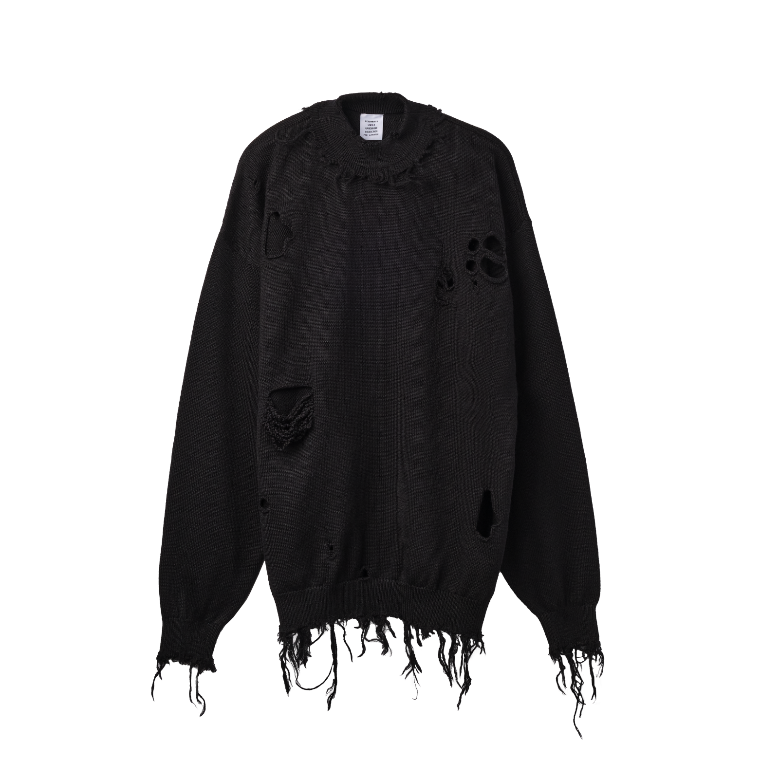 Vetements Destroyed Sweater Black 7400