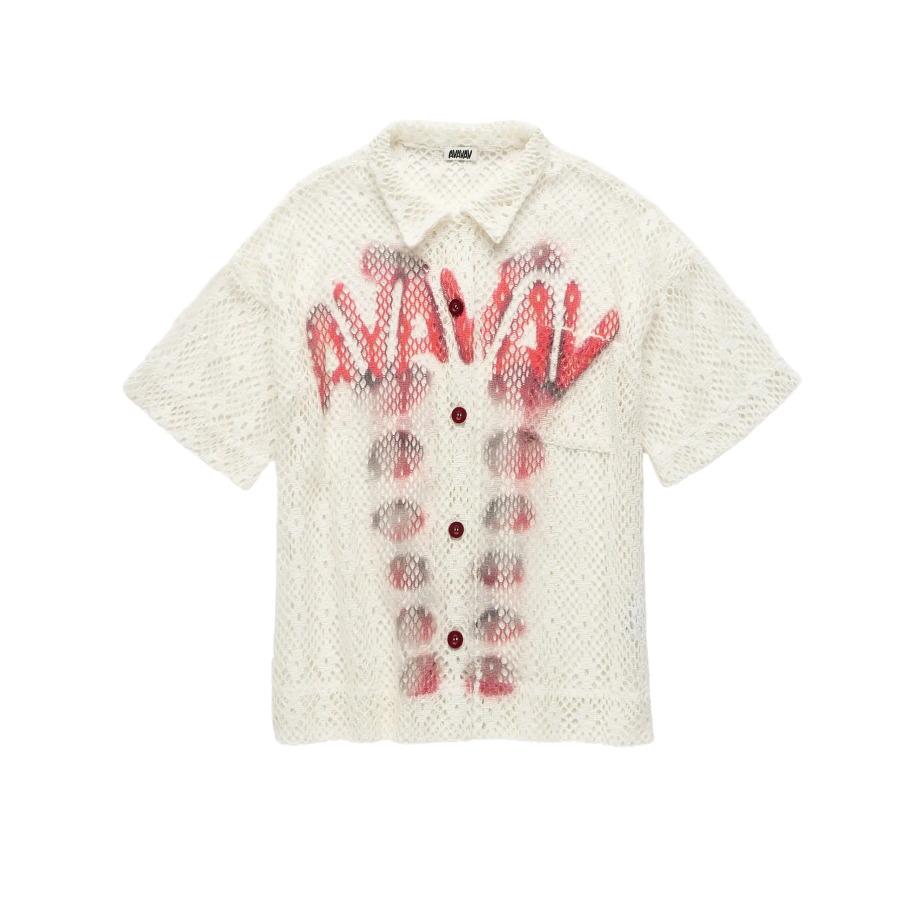 AVAVAV Short Sleeve Printed Crochet Shirt White