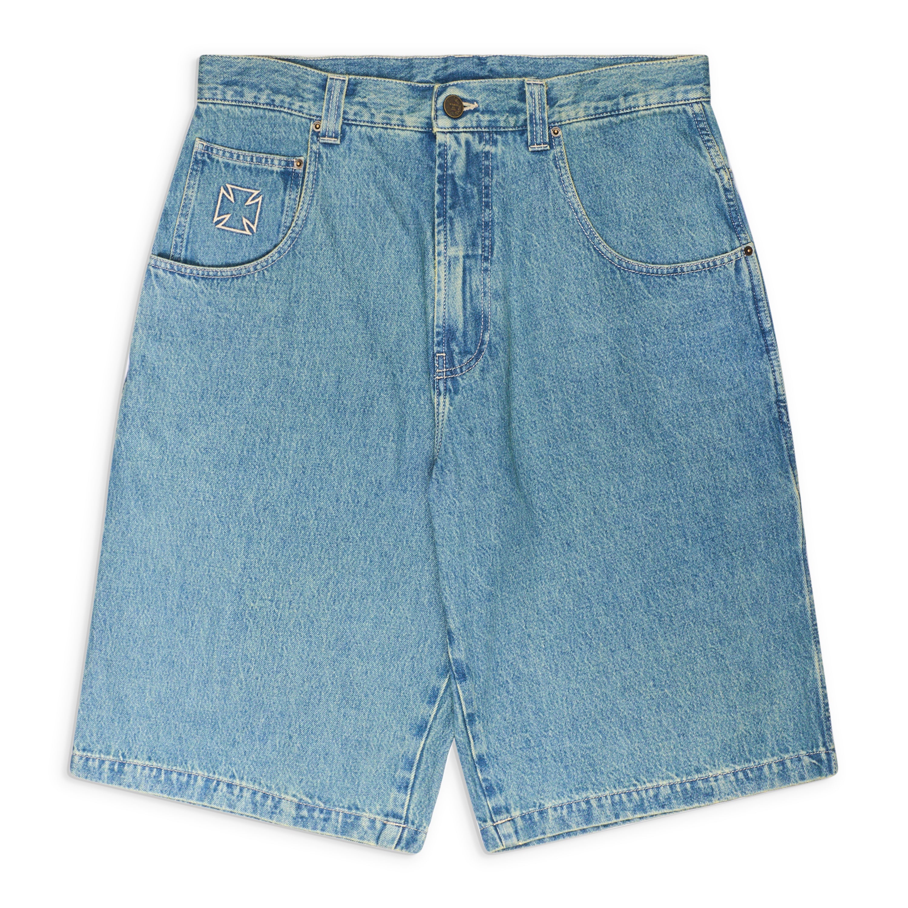VETEMENTS Biker Cross Hip-Hop Denim Shorts Blue