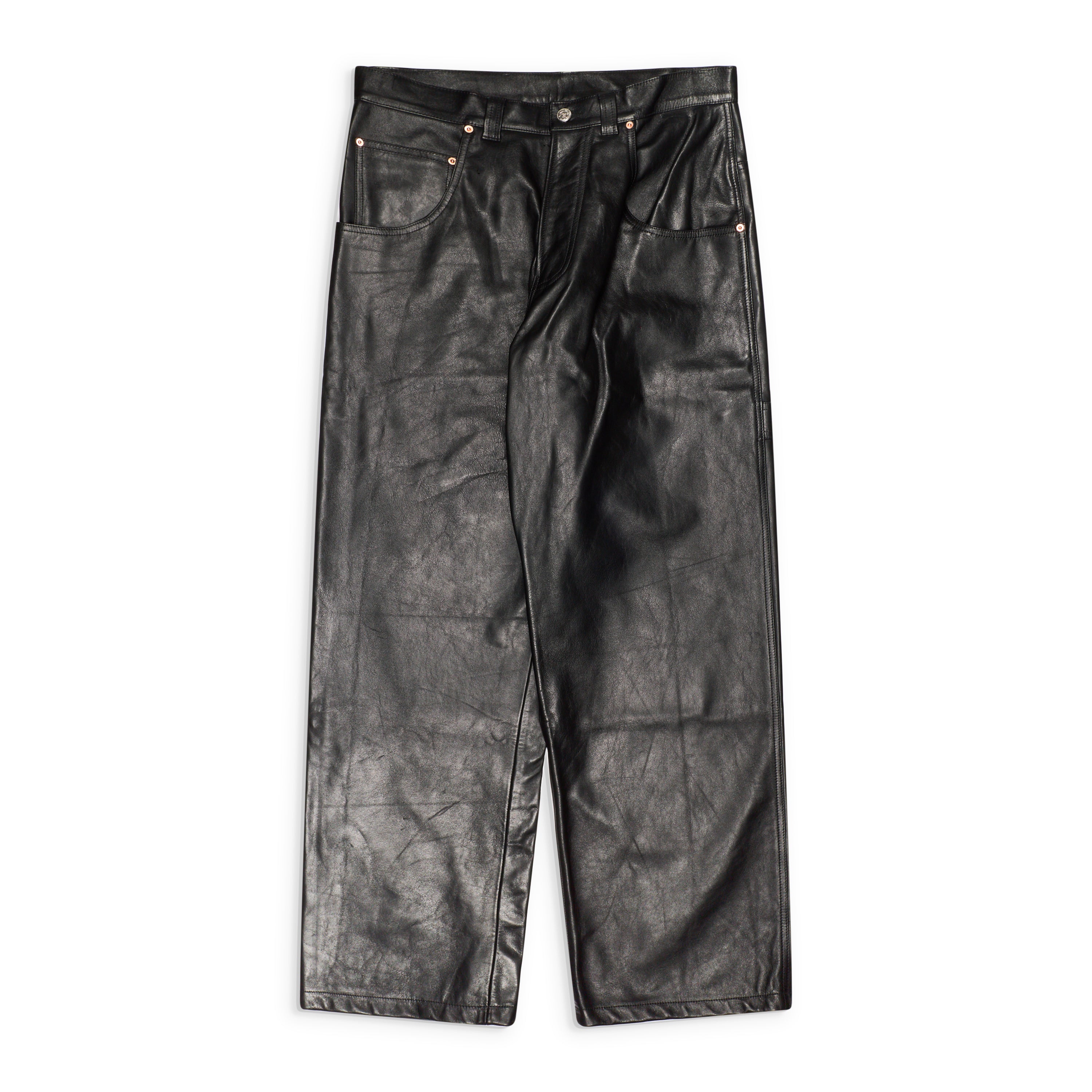 VETEMENTS Leather Hip-Hop Pants Black
