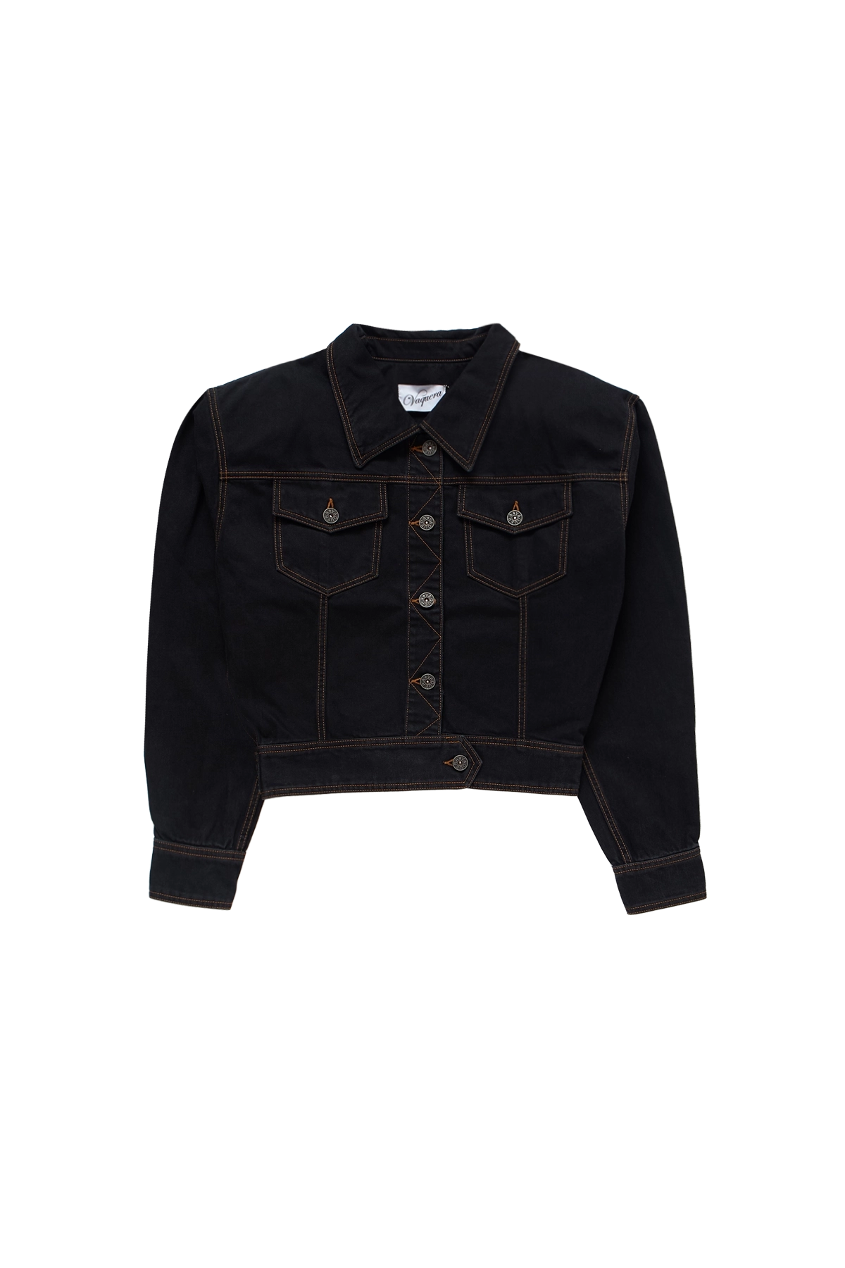 Vaquera Cropped Denim Jacket Black